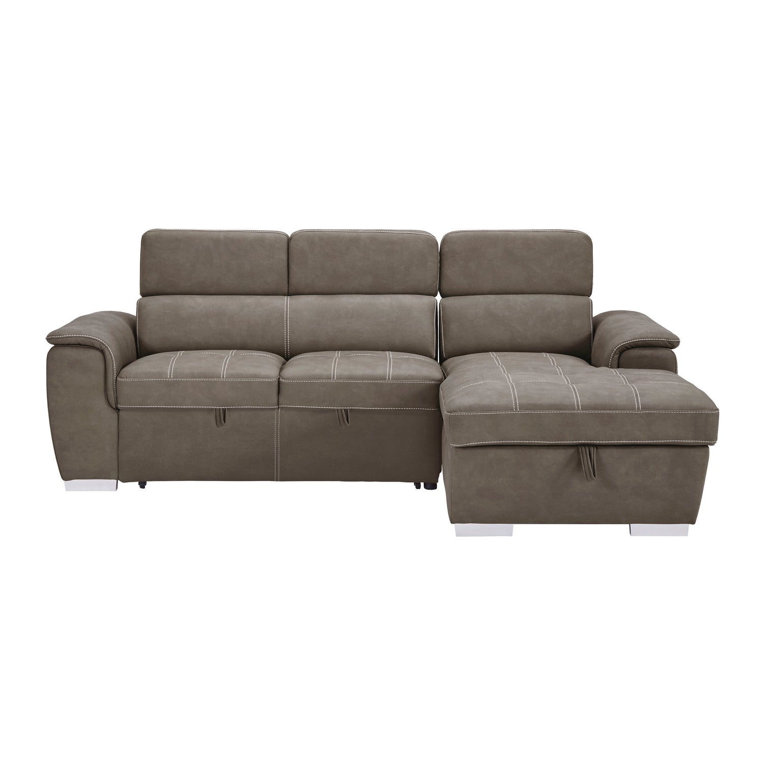 Ferriday Taupe Storage Sleeper Sofa Chaise - SET | 8228TP-L | 8228TP-R - Bien Home Furniture & Electronics