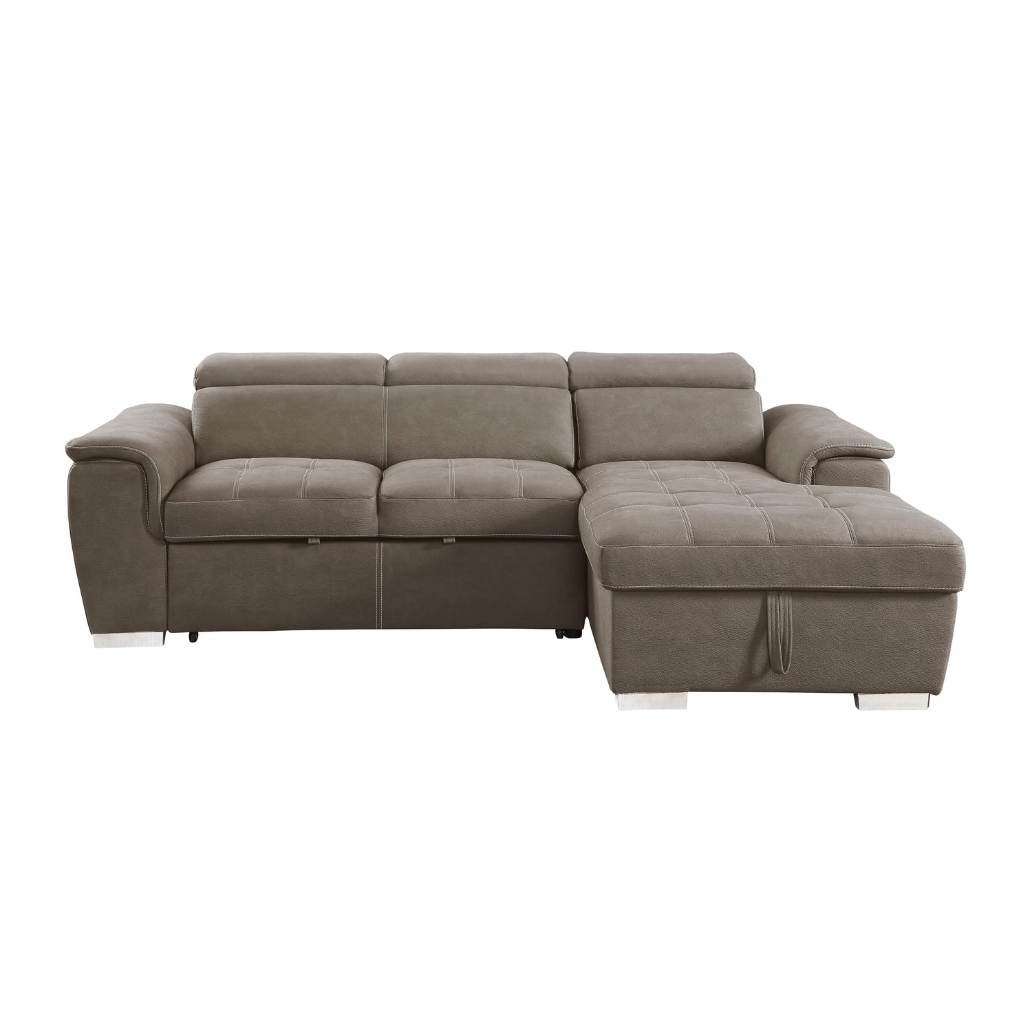 Ferriday Taupe Storage Sleeper Sofa Chaise - SET | 8228TP-L | 8228TP-R - Bien Home Furniture & Electronics