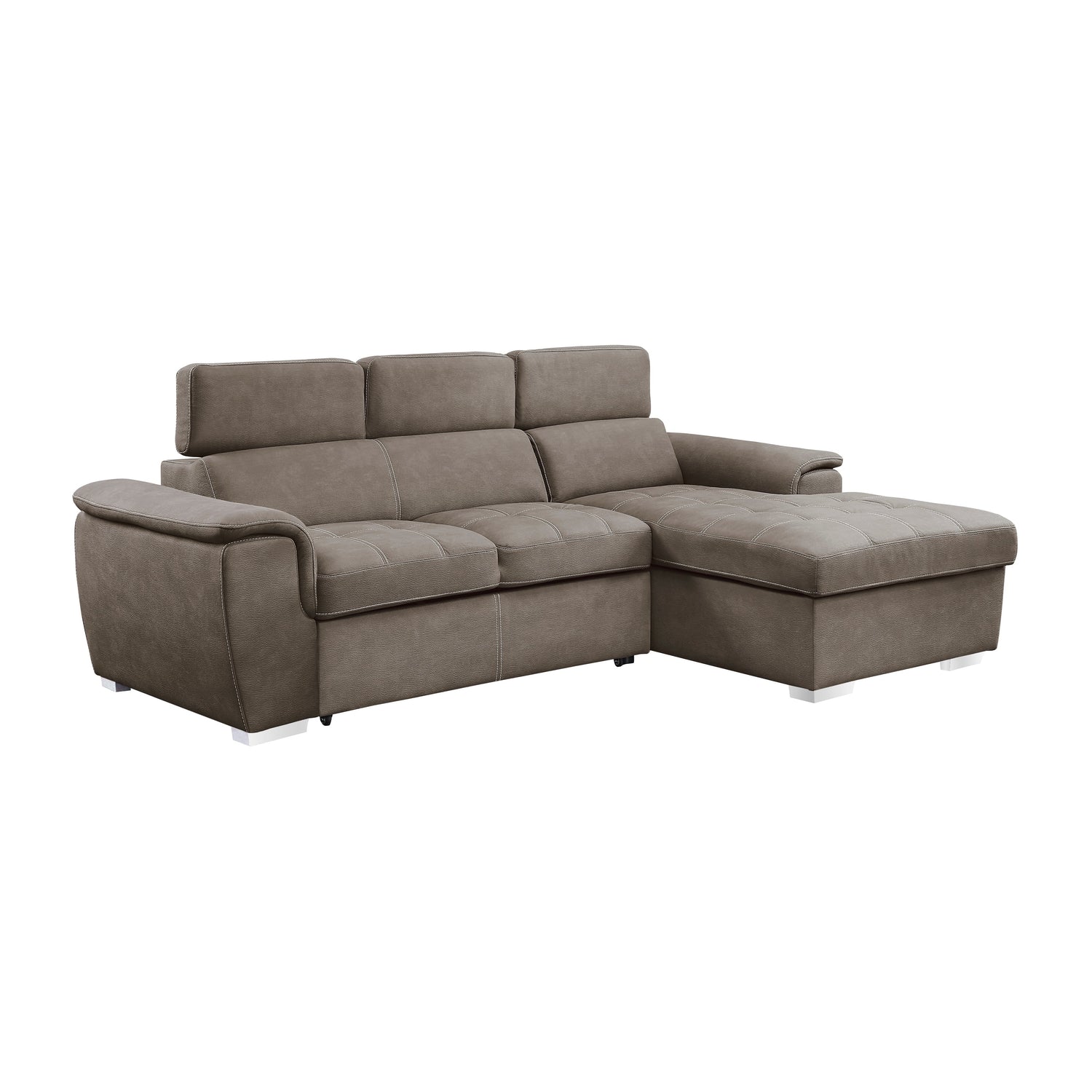 Ferriday Taupe Storage Sleeper Sofa Chaise - SET | 8228TP-L | 8228TP-R - Bien Home Furniture & Electronics