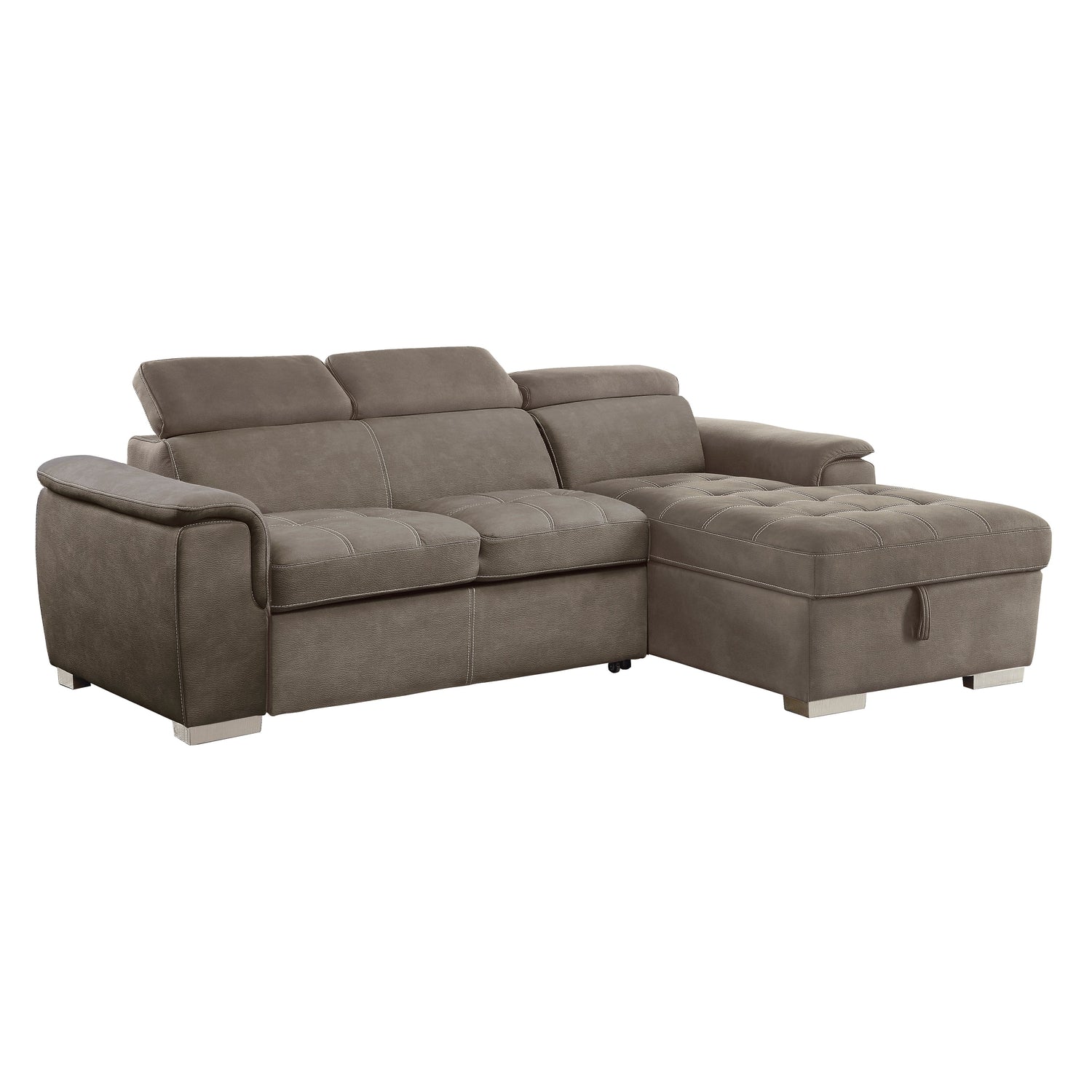 Ferriday Taupe Storage Sleeper Sofa Chaise - SET | 8228TP-L | 8228TP-R - Bien Home Furniture & Electronics