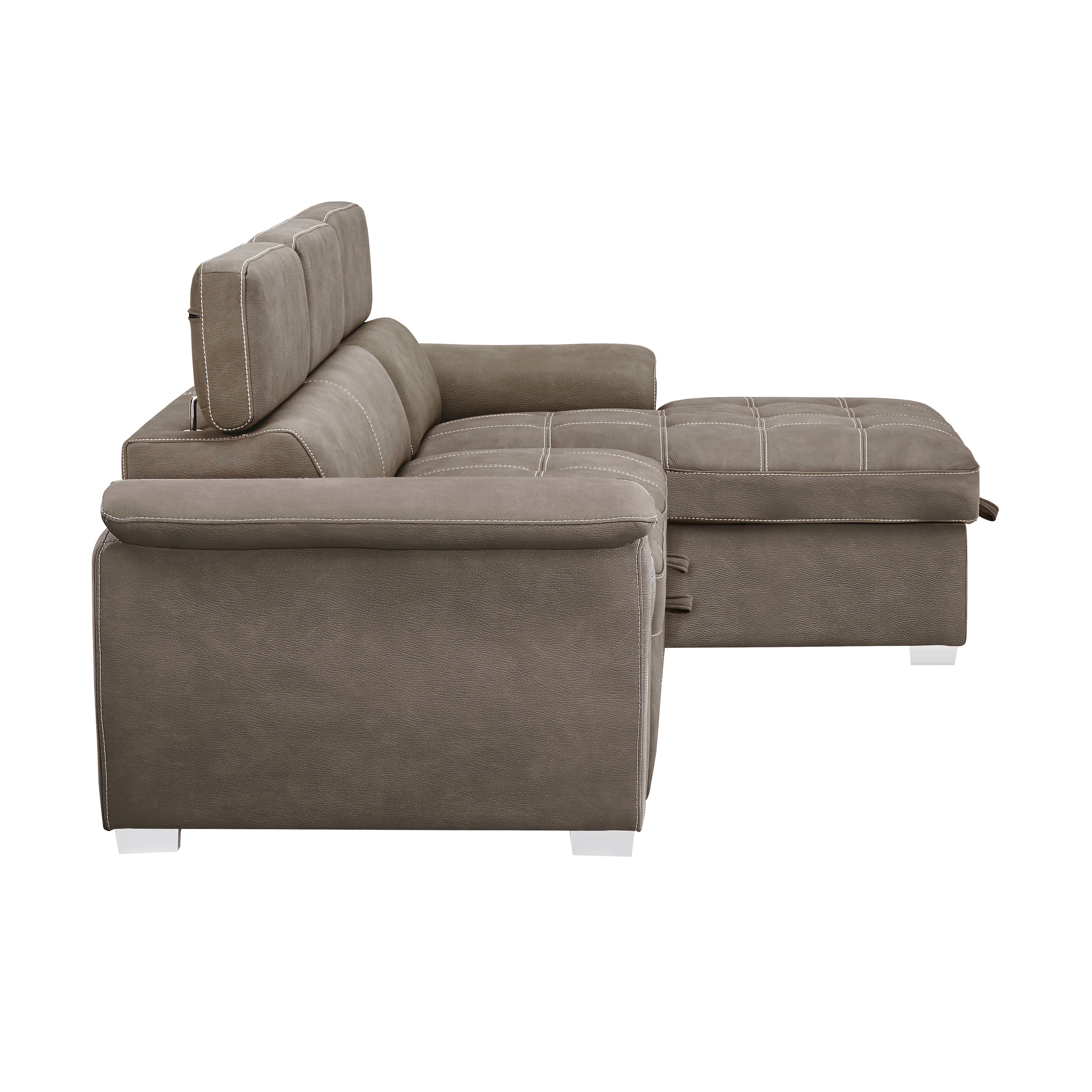 Ferriday Taupe Storage Sleeper Sofa Chaise - SET | 8228TP-L | 8228TP-R - Bien Home Furniture & Electronics