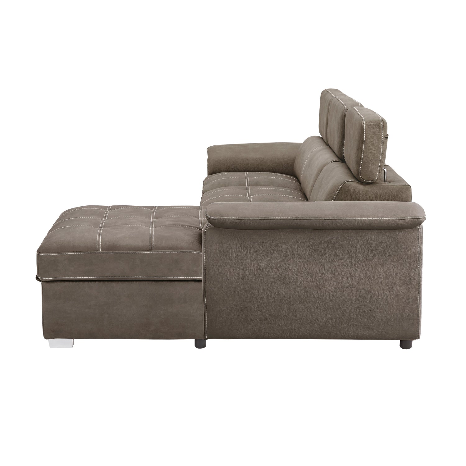 Ferriday Taupe Storage Sleeper Sofa Chaise - SET | 8228TP-L | 8228TP-R - Bien Home Furniture & Electronics