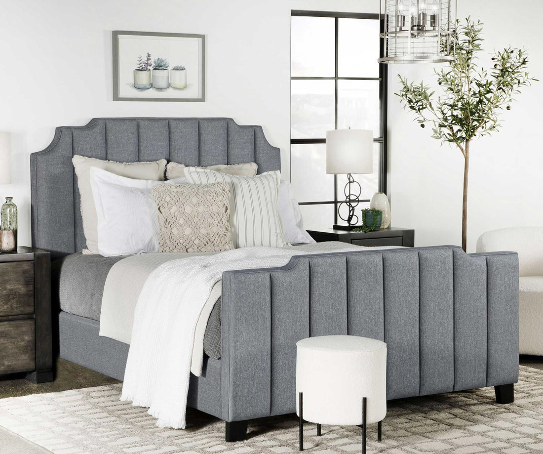 Fiona Upholstered Panel Bed Light Gray - 306029KE - Bien Home Furniture &amp; Electronics
