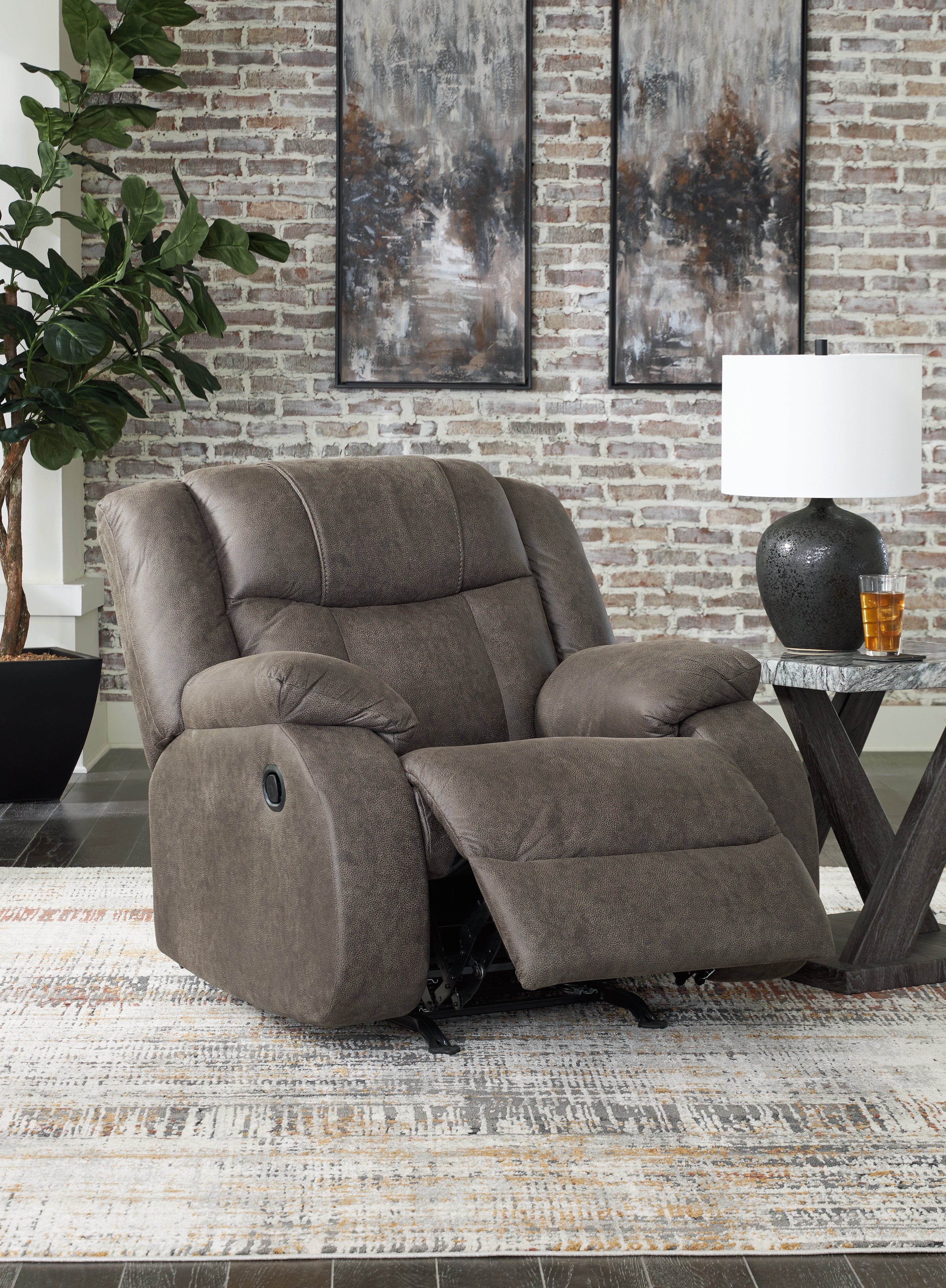First Base Gunmetal Recliner - 6880425 - Bien Home Furniture & Electronics