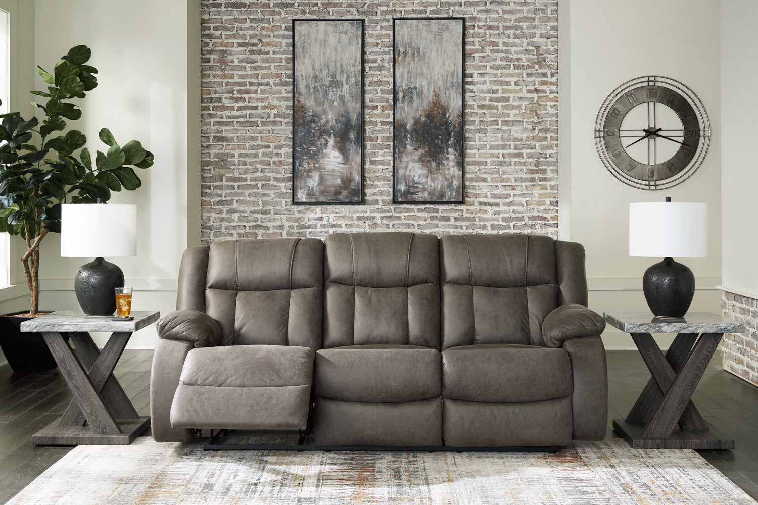 First Base Gunmetal Reclining Sofa - 6880488 - Bien Home Furniture & Electronics