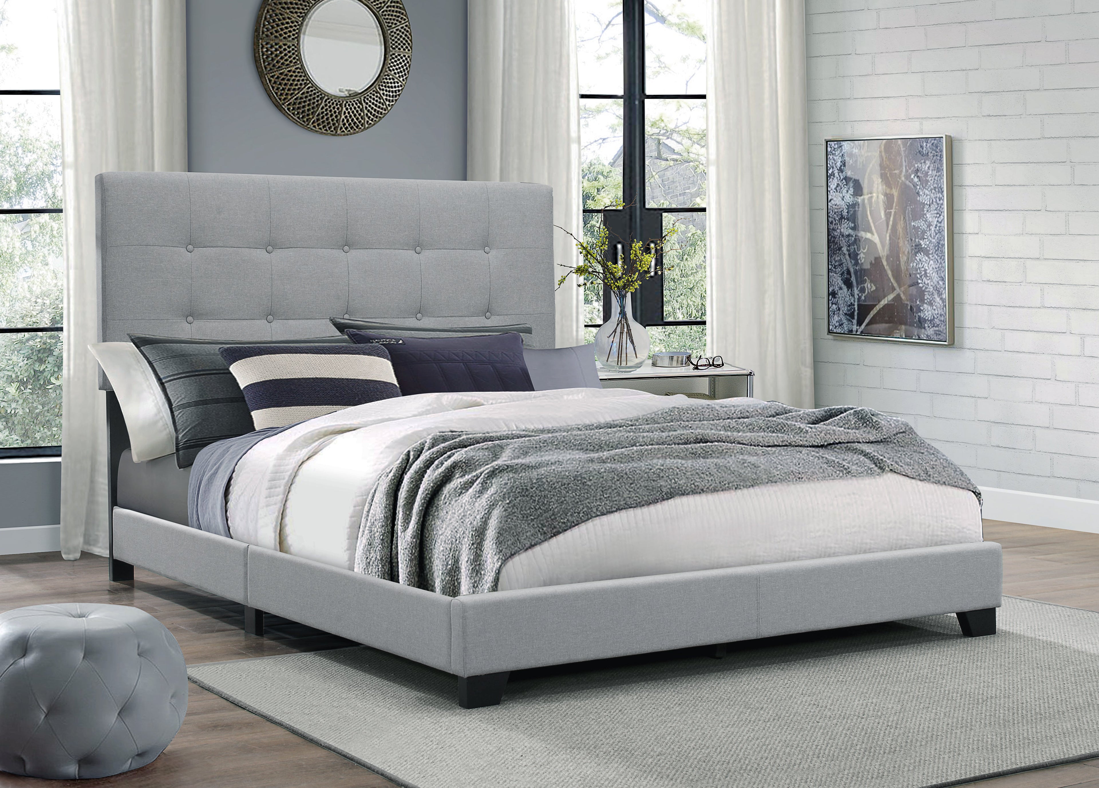 Florence Gray King Upholstered Bed - 5270GY-K - Bien Home Furniture & Electronics