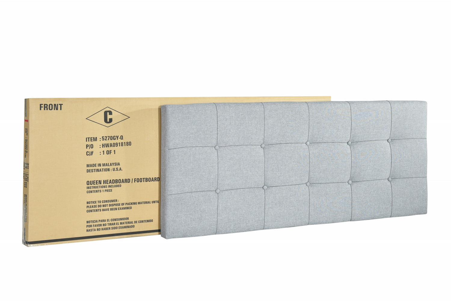 Florence Gray Twin Upholstered Bed - 5270GY-T - Bien Home Furniture & Electronics