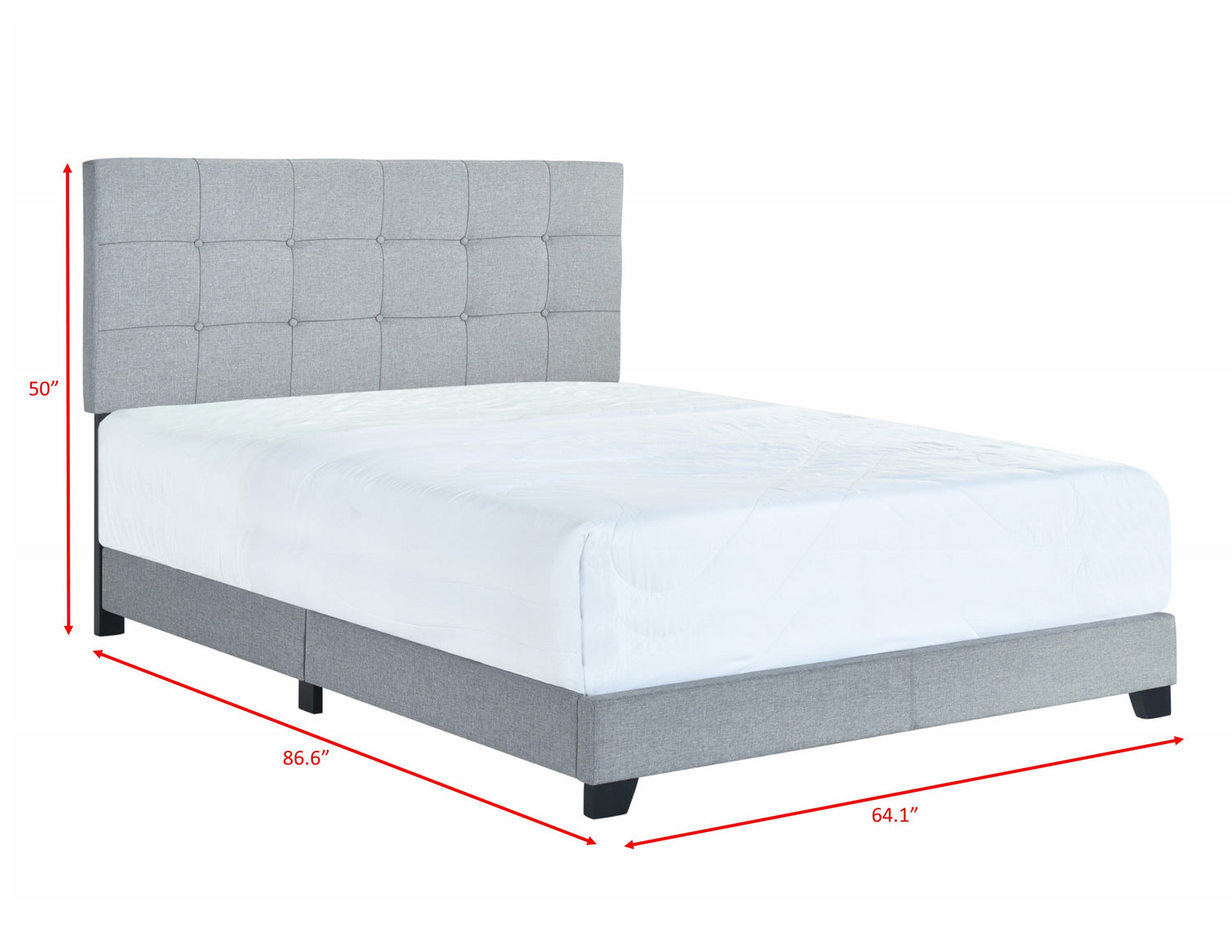 Florence Gray Twin Upholstered Bed - 5270GY-T - Bien Home Furniture & Electronics