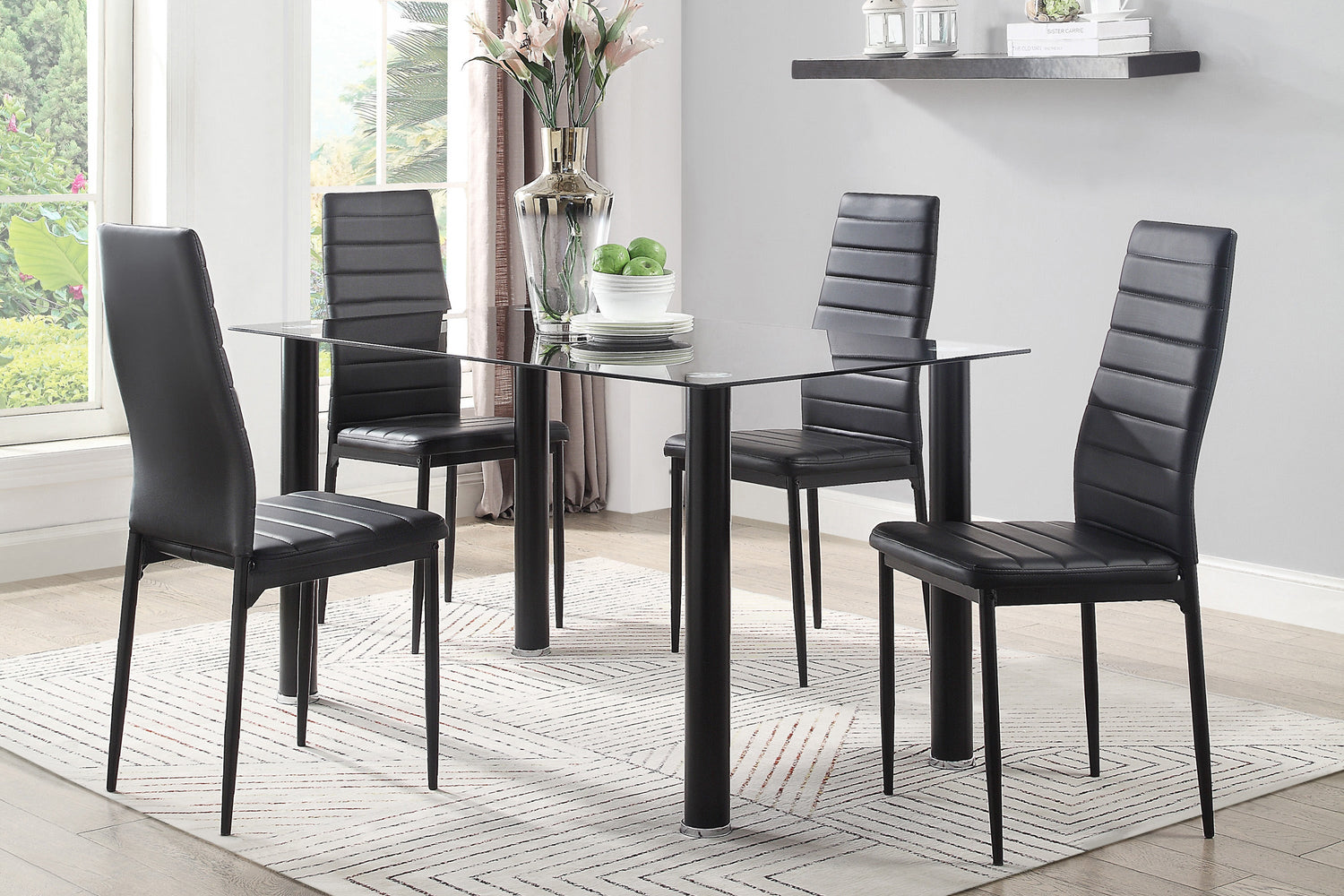 Florian Black Dining Table - SET | 5538BK | 5538BKG - Bien Home Furniture & Electronics
