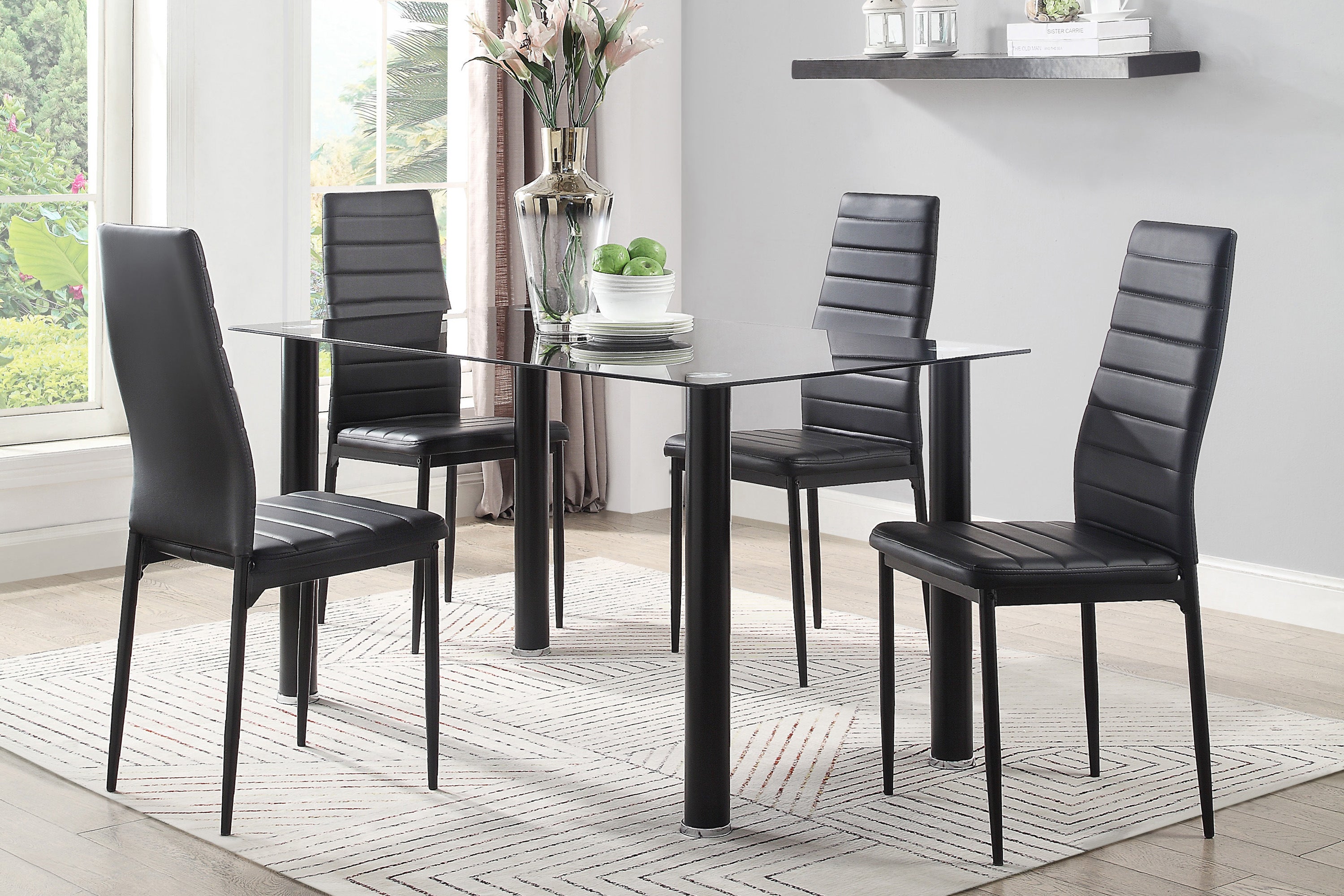Florian Black Dining Table - SET | 5538BK | 5538BKG - Bien Home Furniture & Electronics