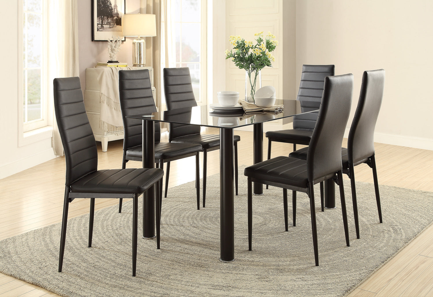 Florian Black Dining Table - SET | 5538BK | 5538BKG - Bien Home Furniture & Electronics