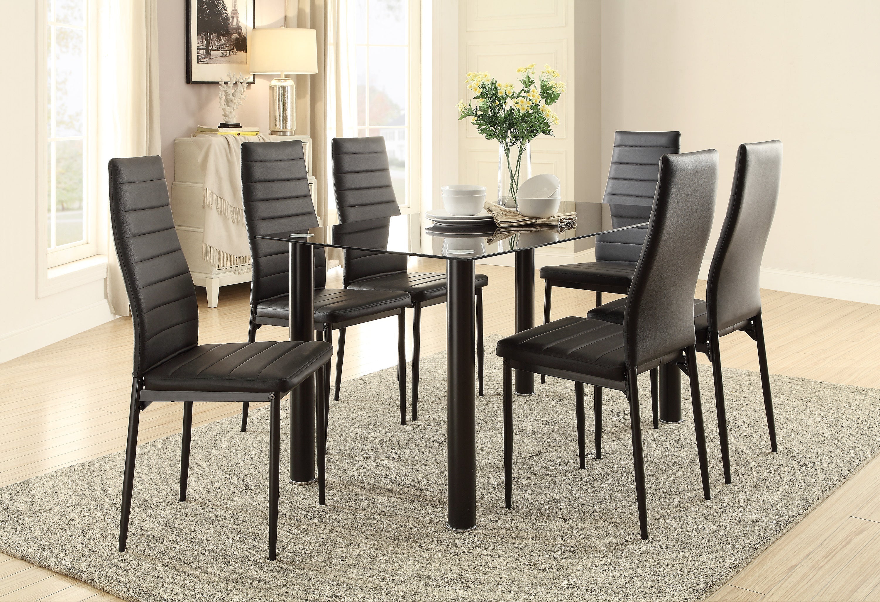 Florian Black Dining Table - SET | 5538BK | 5538BKG - Bien Home Furniture &amp; Electronics