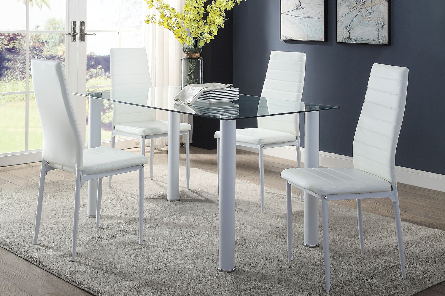 Florian White Dining Set - SET | 5538W | 5538WG | 5538WS(2) - Bien Home Furniture & Electronics