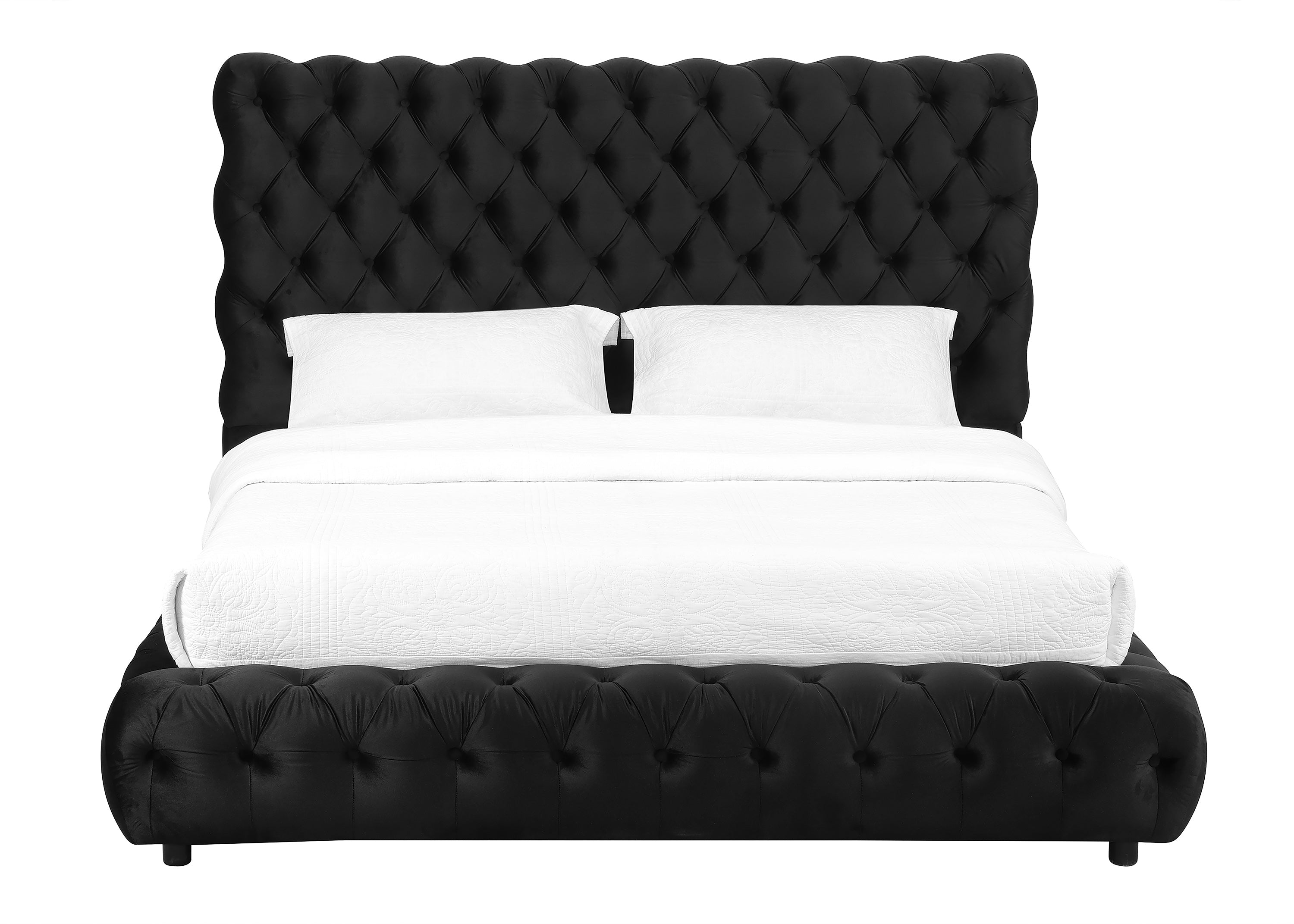 Flory Black Queen Upholstered Platform Bed - SET | 5112BK-Q-HBFB | 5112BK-KQ-RAIL - Bien Home Furniture & Electronics