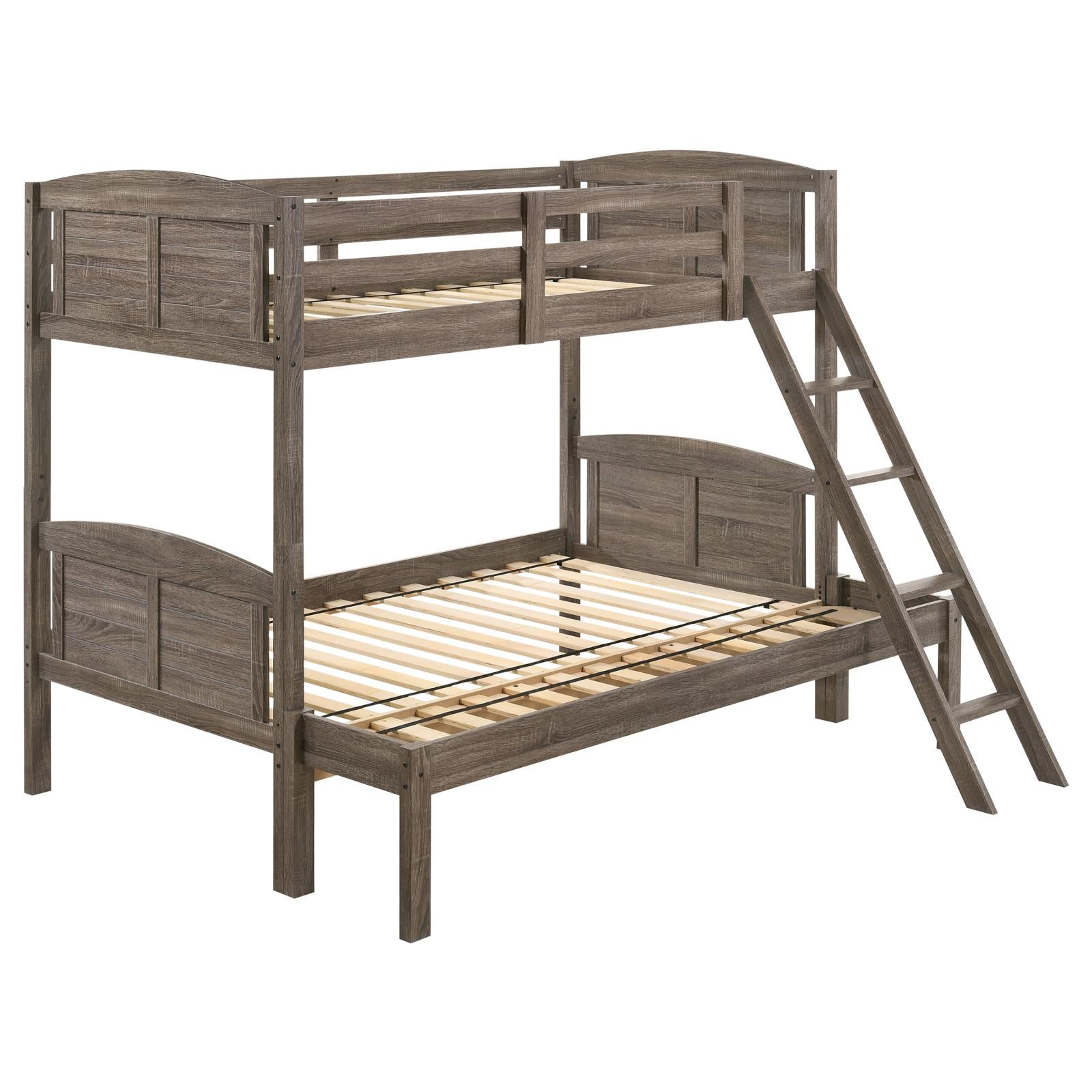 Flynn Weathered Brown Twin over Full Bunk Bed - 400809 - Bien Home Furniture & Electronics
