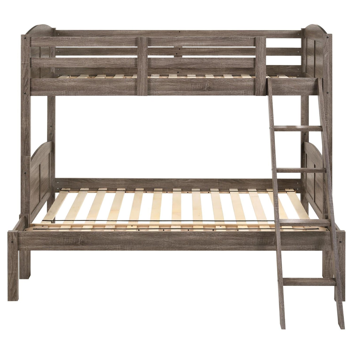 Flynn Weathered Brown Twin over Full Bunk Bed - 400809 - Bien Home Furniture & Electronics