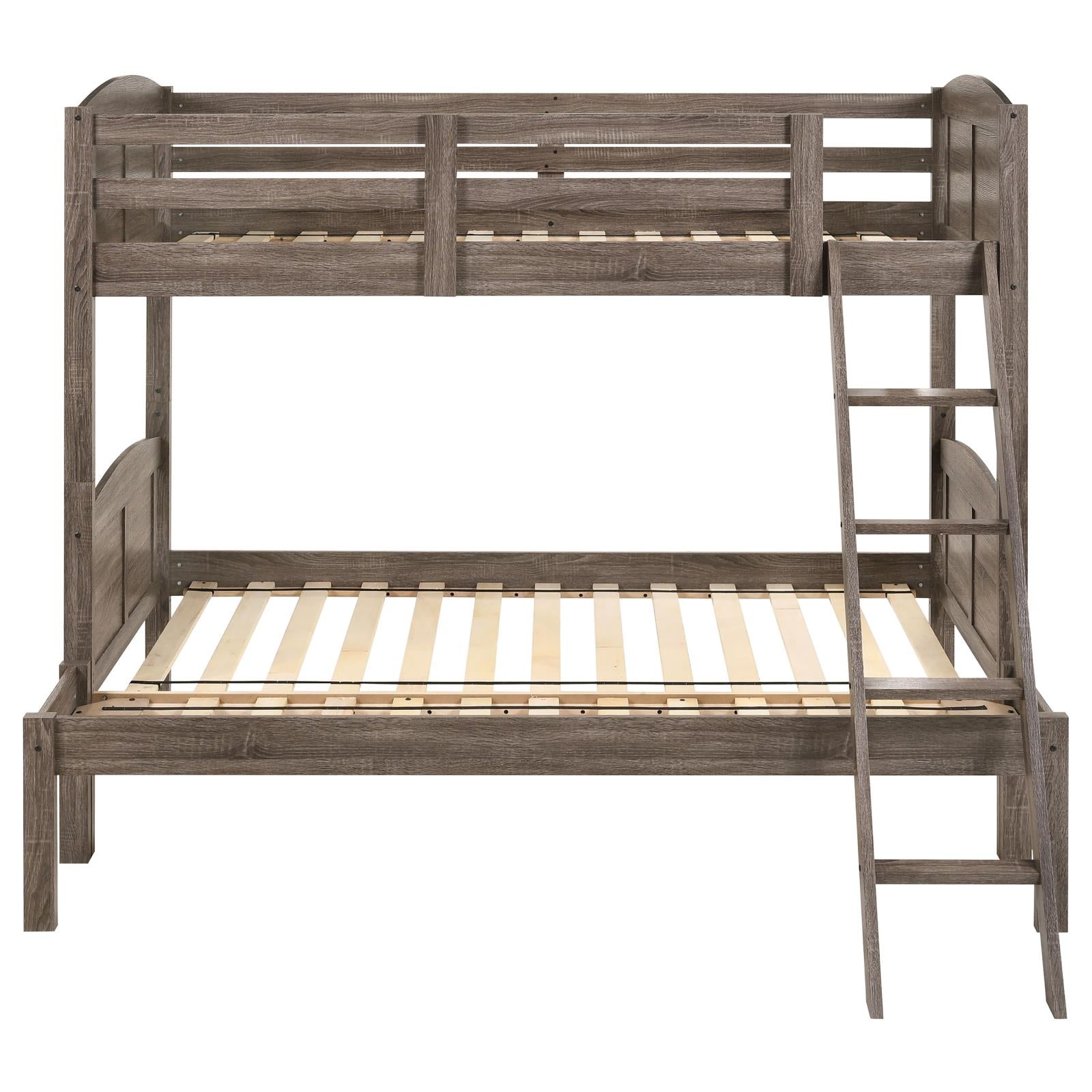 Flynn Weathered Brown Twin over Full Bunk Bed - 400809 - Bien Home Furniture & Electronics