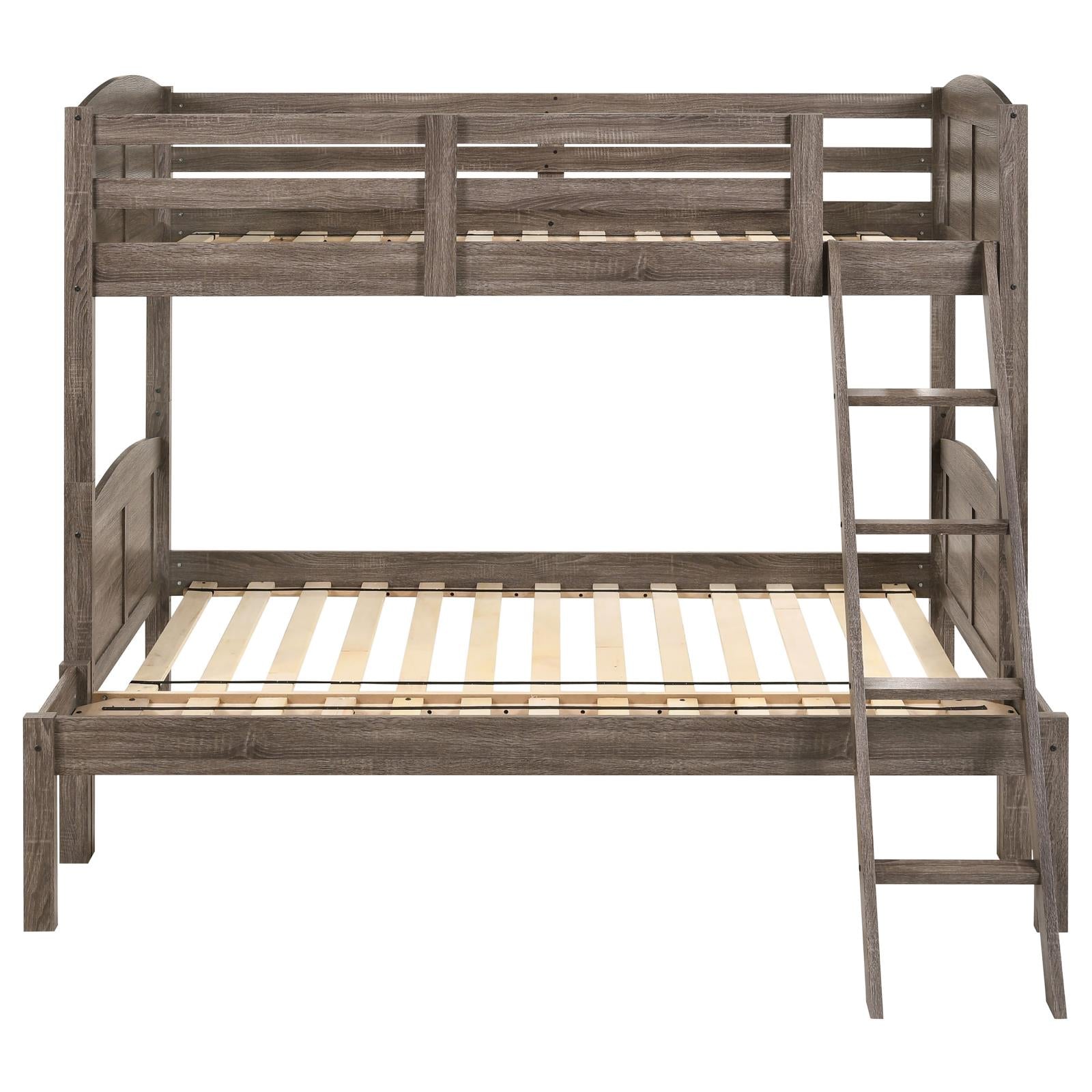 Flynn Weathered Brown Twin over Full Bunk Bed - 400809 - Bien Home Furniture &amp; Electronics