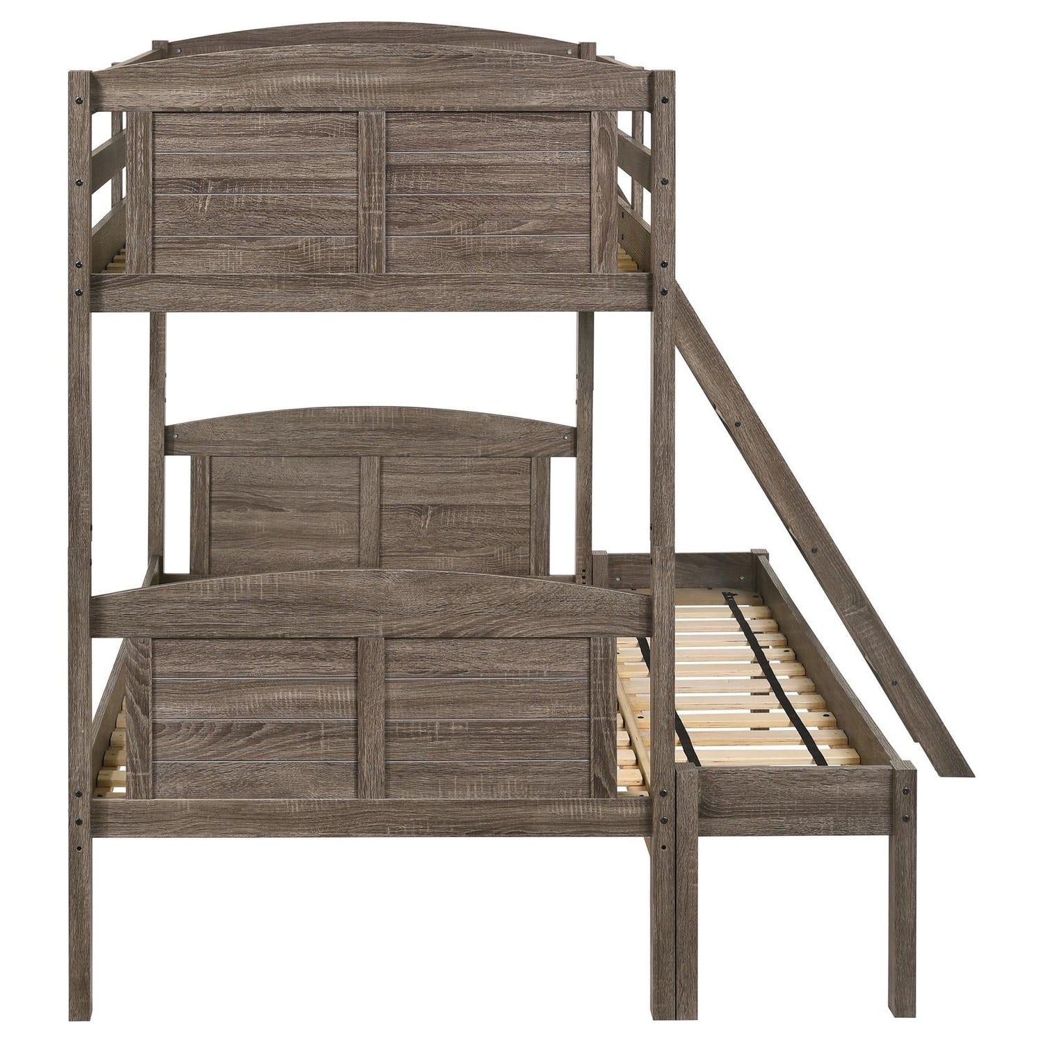 Flynn Weathered Brown Twin over Full Bunk Bed - 400809 - Bien Home Furniture & Electronics