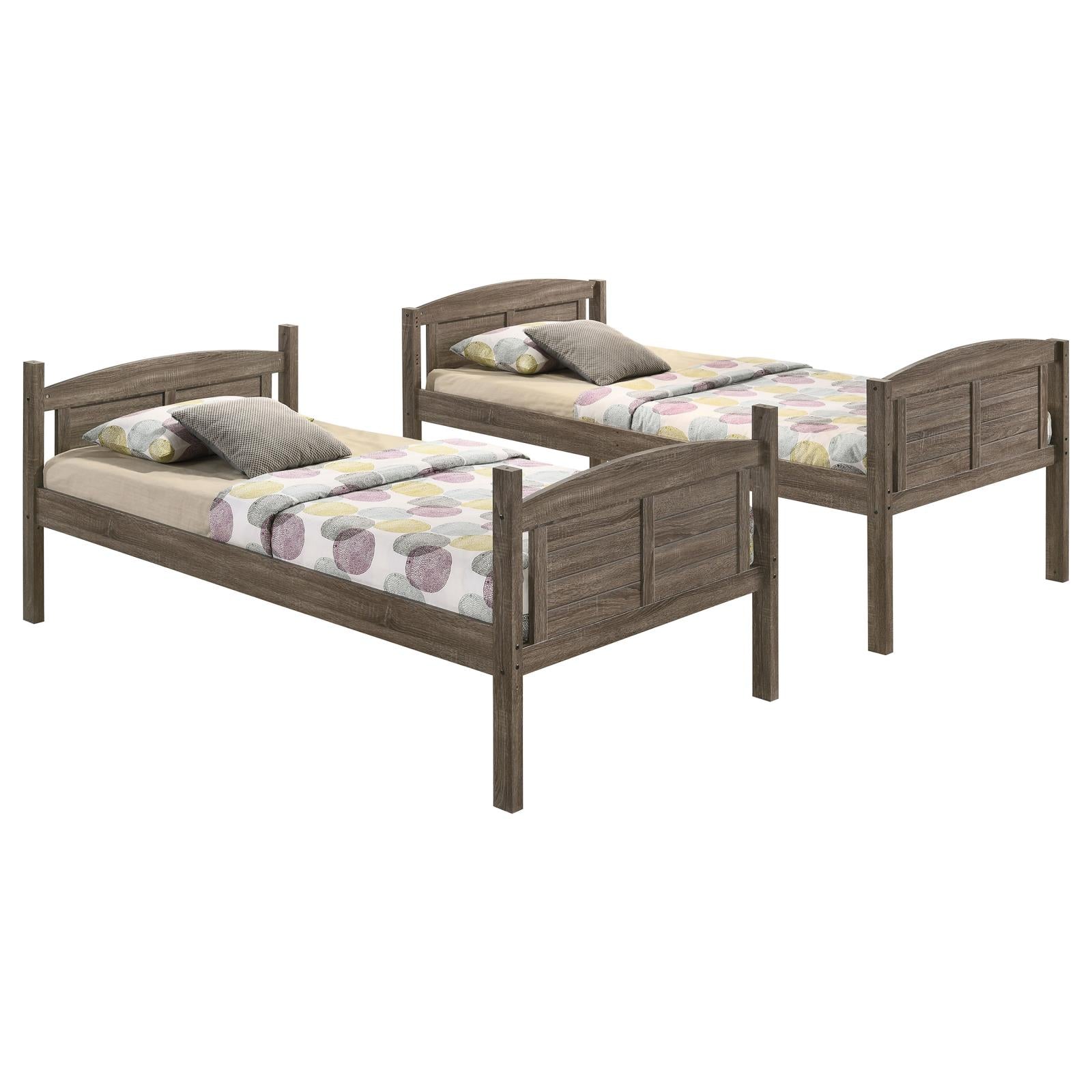 Flynn Weathered Brown Twin over Full Bunk Bed - 400809 - Bien Home Furniture & Electronics