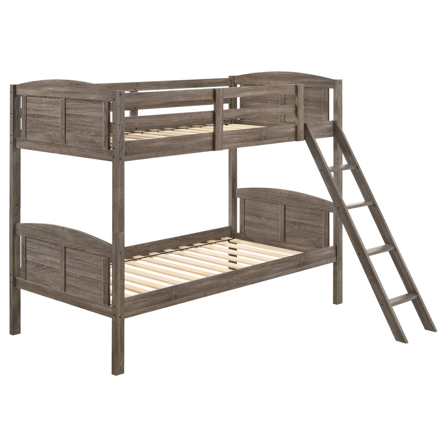 Flynn Weathered Brown Twin over Twin Bunk Bed - 400808 - Bien Home Furniture & Electronics