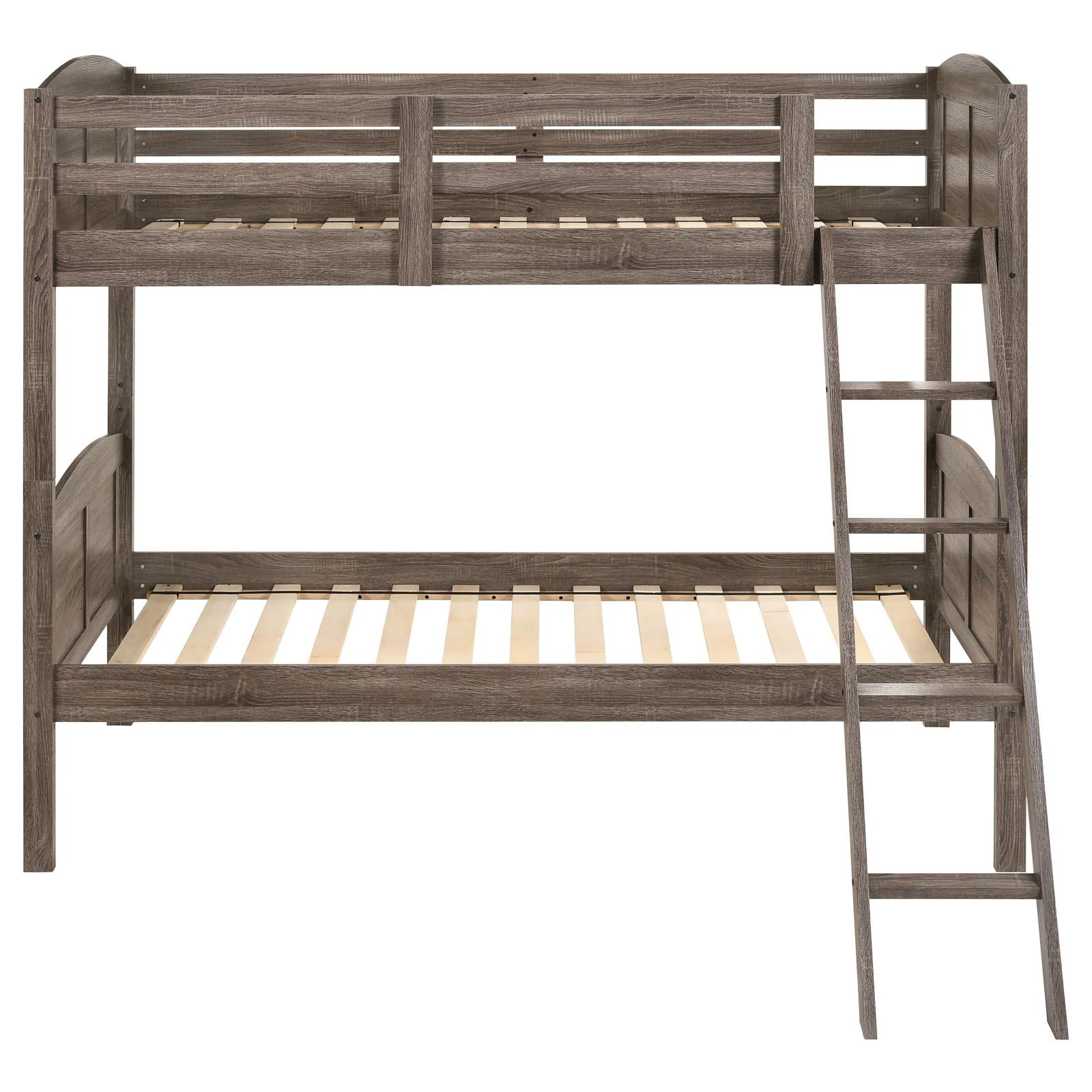 Flynn Weathered Brown Twin over Twin Bunk Bed - 400808 - Bien Home Furniture & Electronics