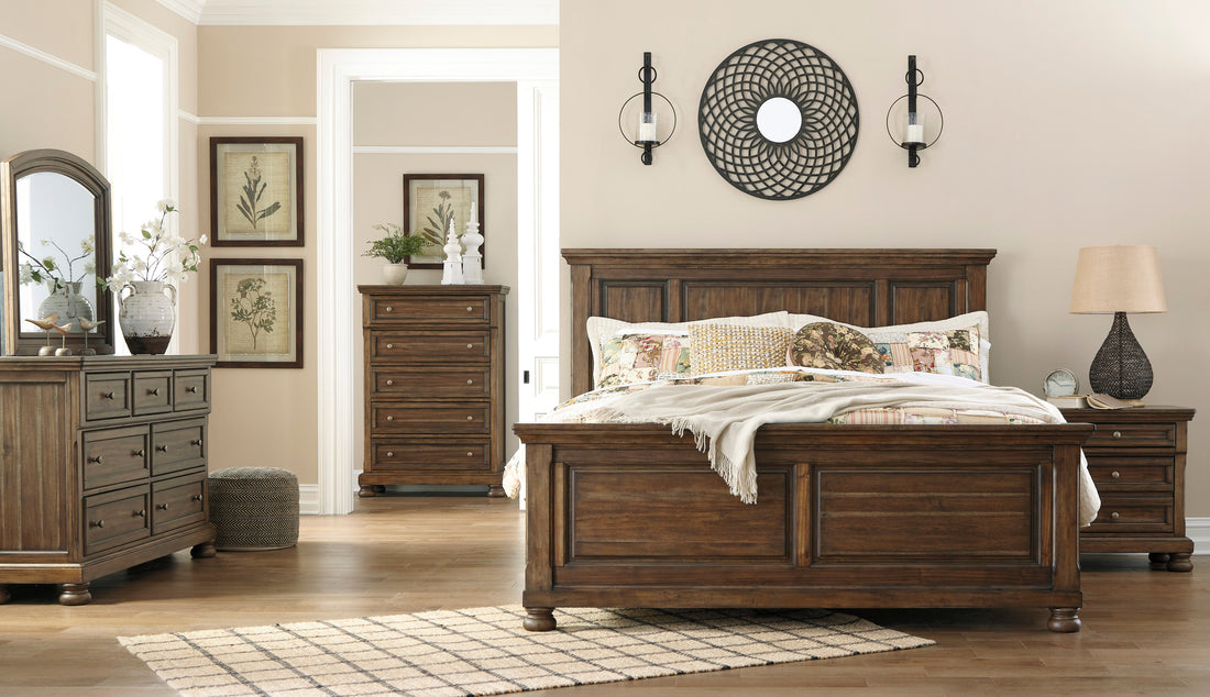 Flynnter Medium Brown Panel Bedroom Set - SET | B719-56 | B719-58 | B719-97 | B719-31 | B719-36 - Bien Home Furniture &amp; Electronics