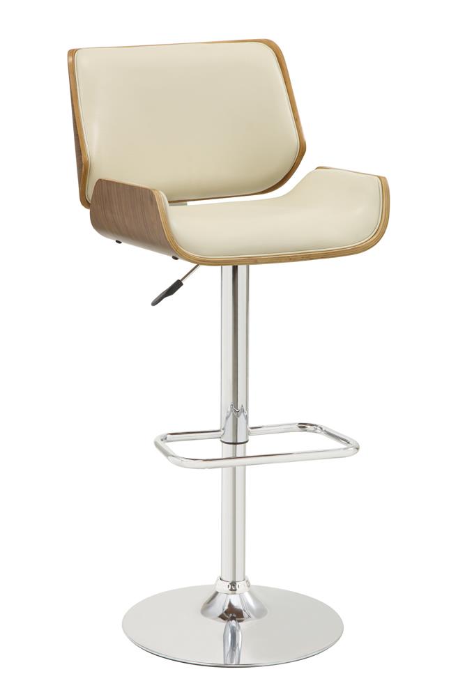 Folsom Ecru/Chrome Upholstered Adjustable Bar Stool - 130503 - Bien Home Furniture & Electronics