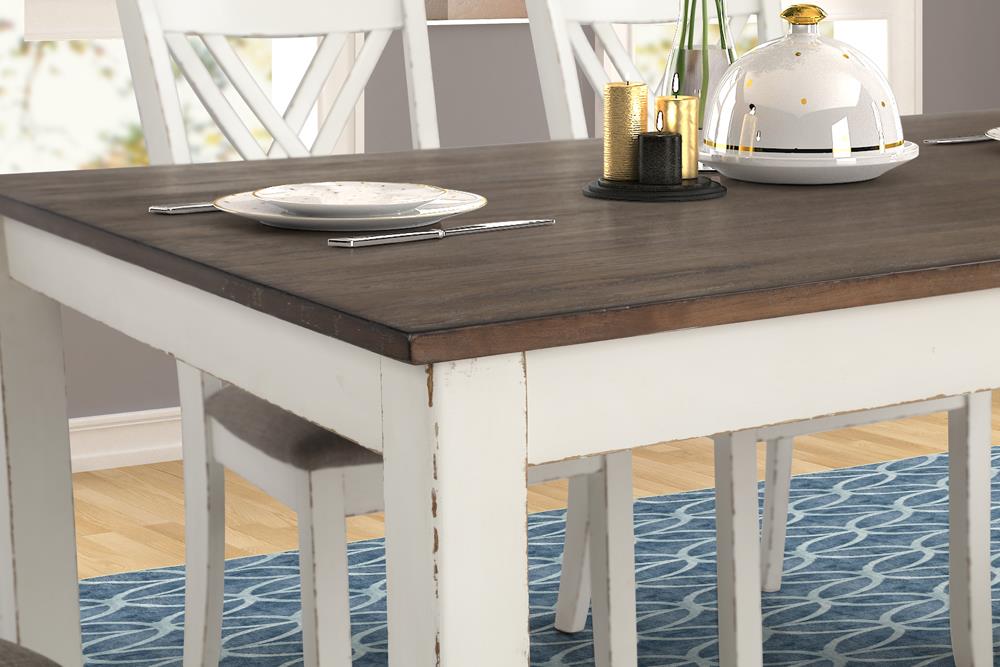 Fortress 7-Piece Dining Set Chestnut/Vintage White - 190721 - Bien Home Furniture & Electronics