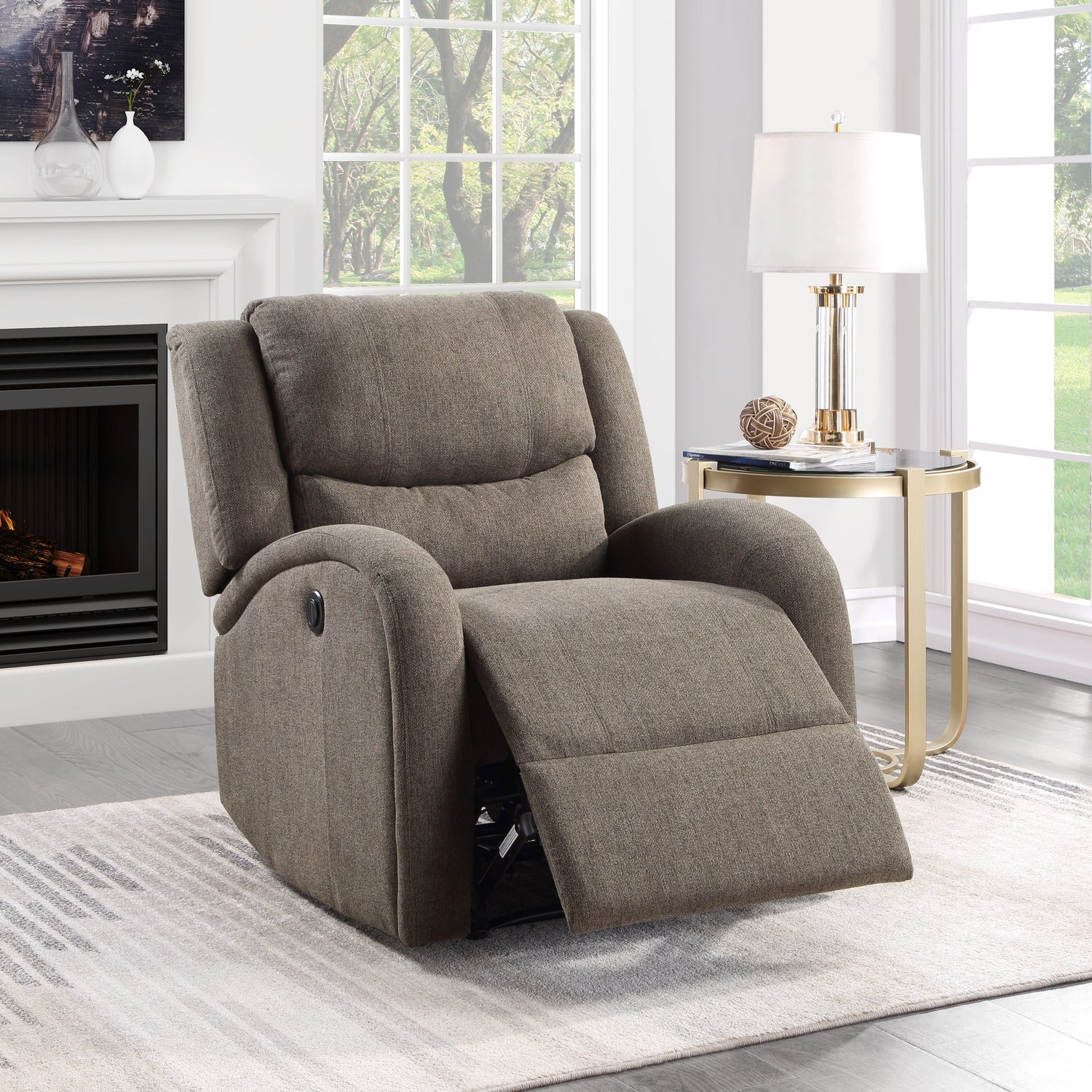 Foxcroft Brown Chenille Power Reclining Chair - 9316BR-1PW - Bien Home Furniture & Electronics
