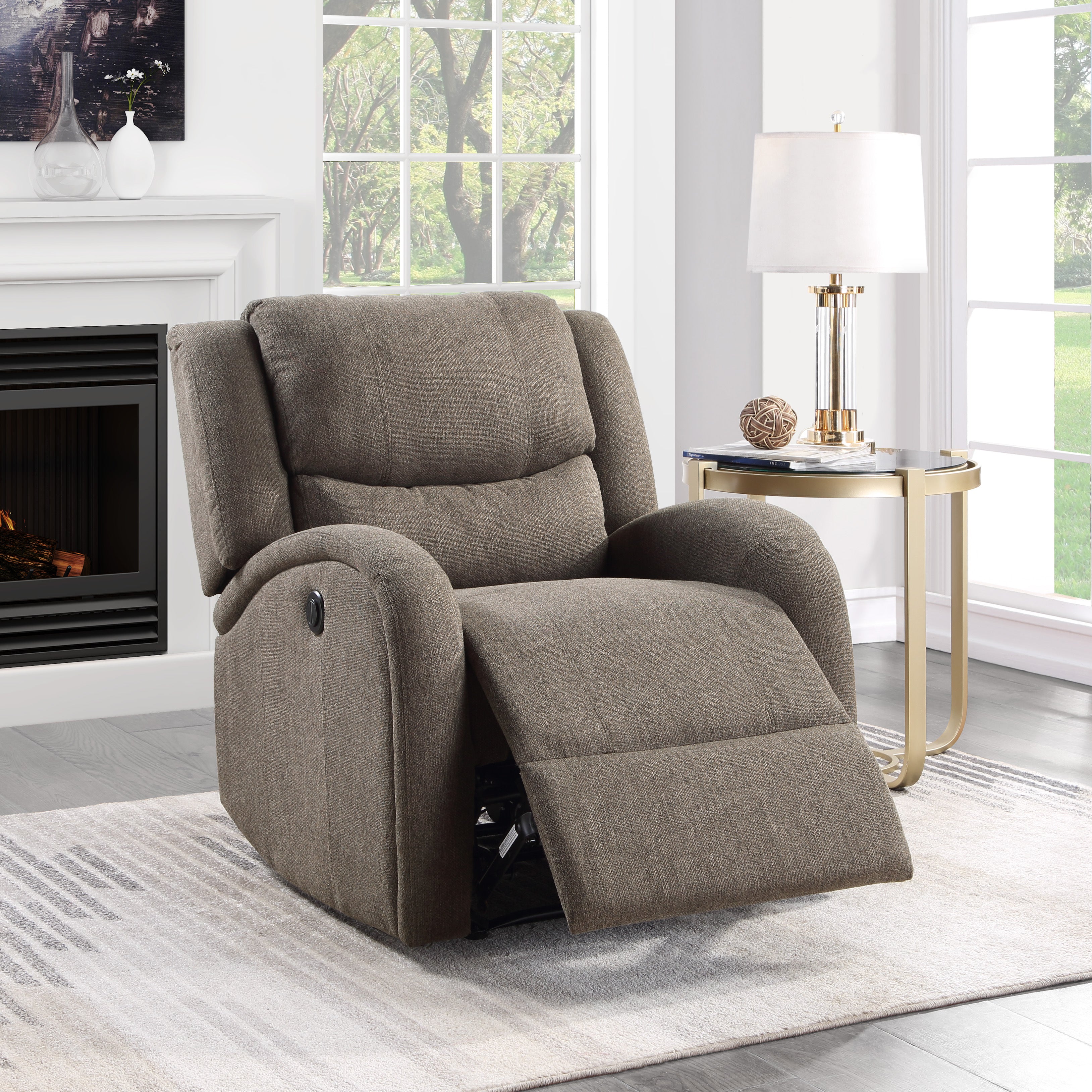 Foxcroft Brown Chenille Power Reclining Chair - 9316BR-1PW - Bien Home Furniture & Electronics