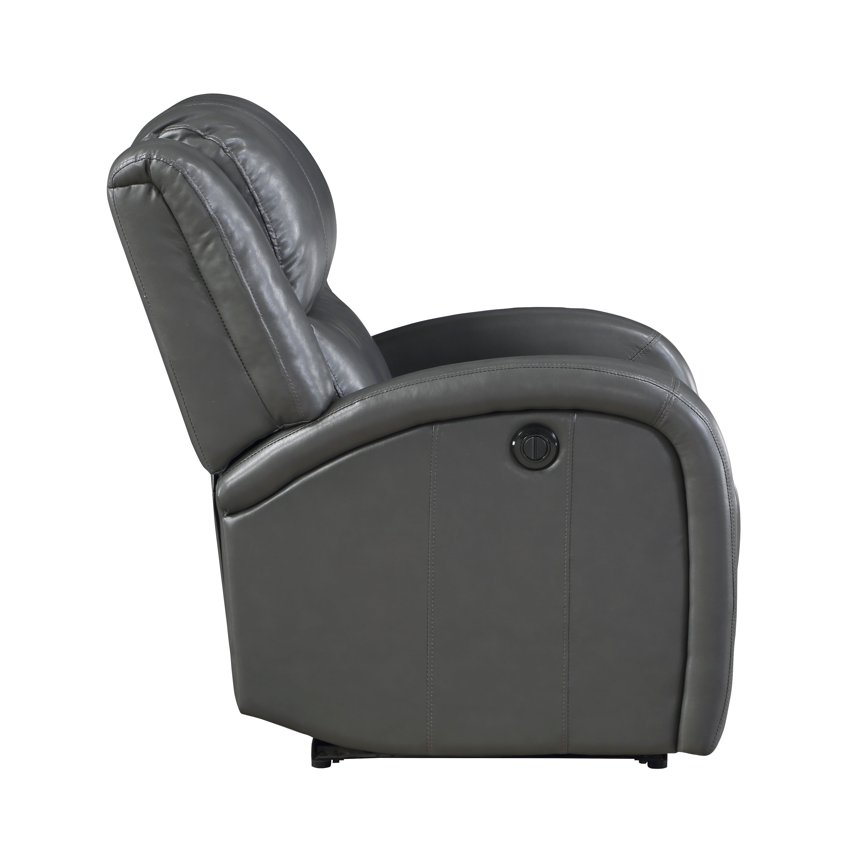 Foxcroft Gray Faux Leather Power Reclining Chair - 9316PUGY-1PW - Bien Home Furniture & Electronics