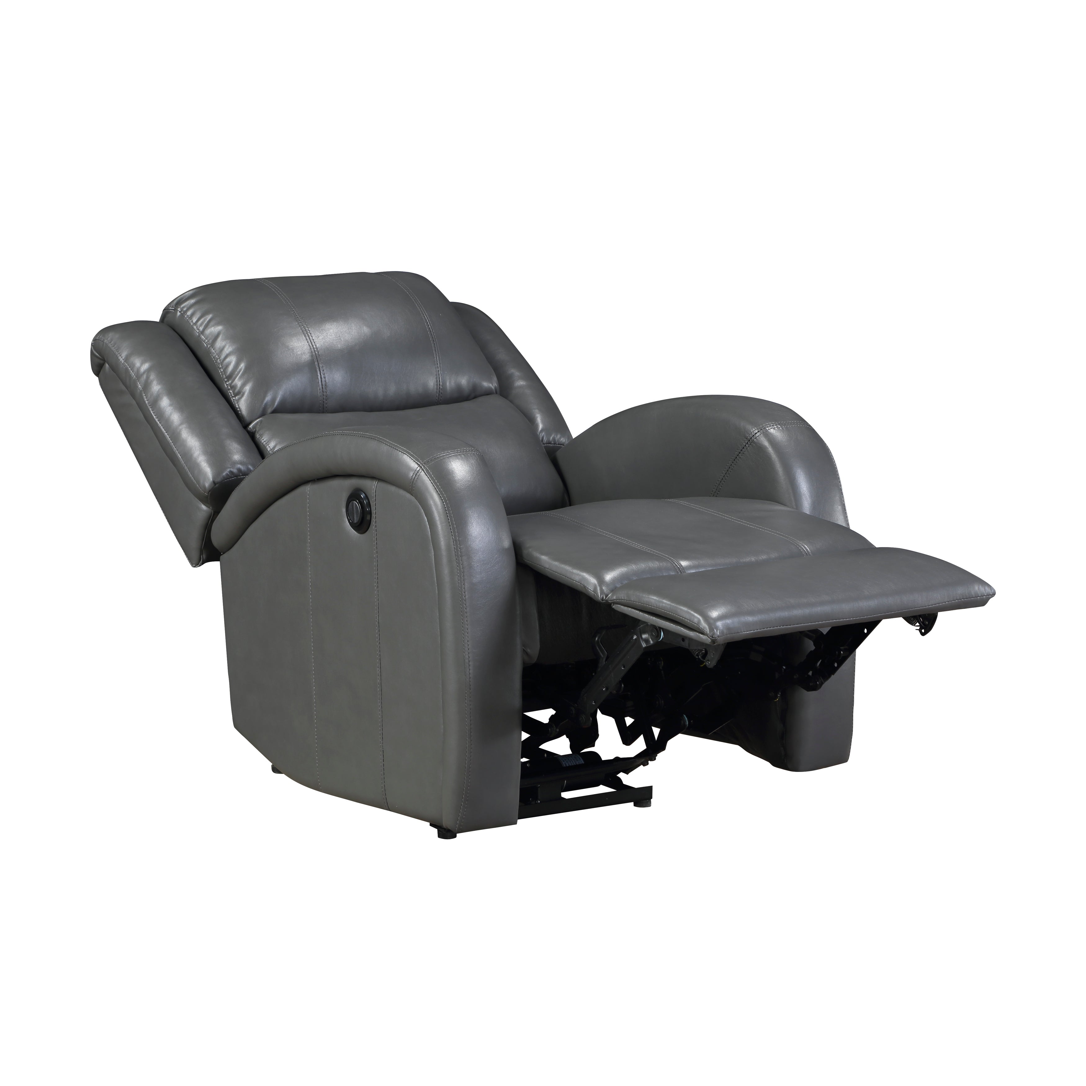 Foxcroft Gray Faux Leather Power Reclining Chair - 9316PUGY-1PW - Bien Home Furniture & Electronics