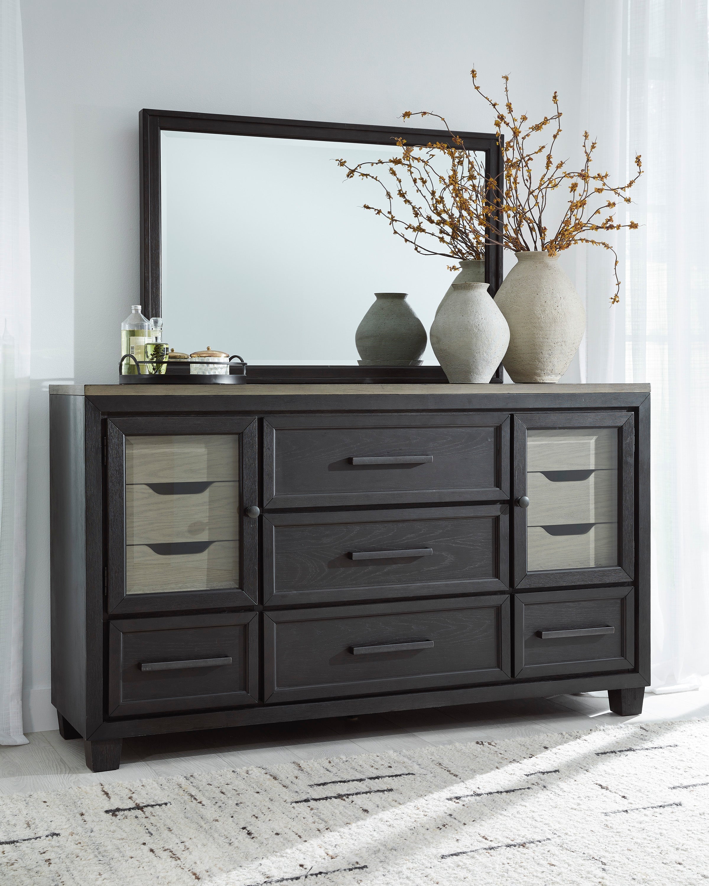 Foyland Black/Brown Footboard Storage Platform Bedroom Set - SET | B989-56S | B989-58 | B989-97 | B989-31 | B989-36 | B989-92 | B989-48 - Bien Home Furniture & Electronics