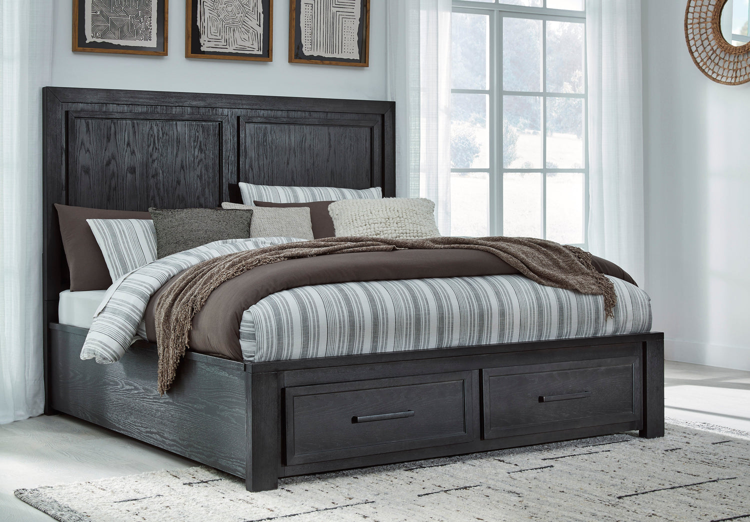 Foyland Black/Brown Footboard Storage Platform Bedroom Set - SET | B989-56S | B989-58 | B989-97 | B989-31 | B989-36 | B989-92 | B989-48 - Bien Home Furniture & Electronics