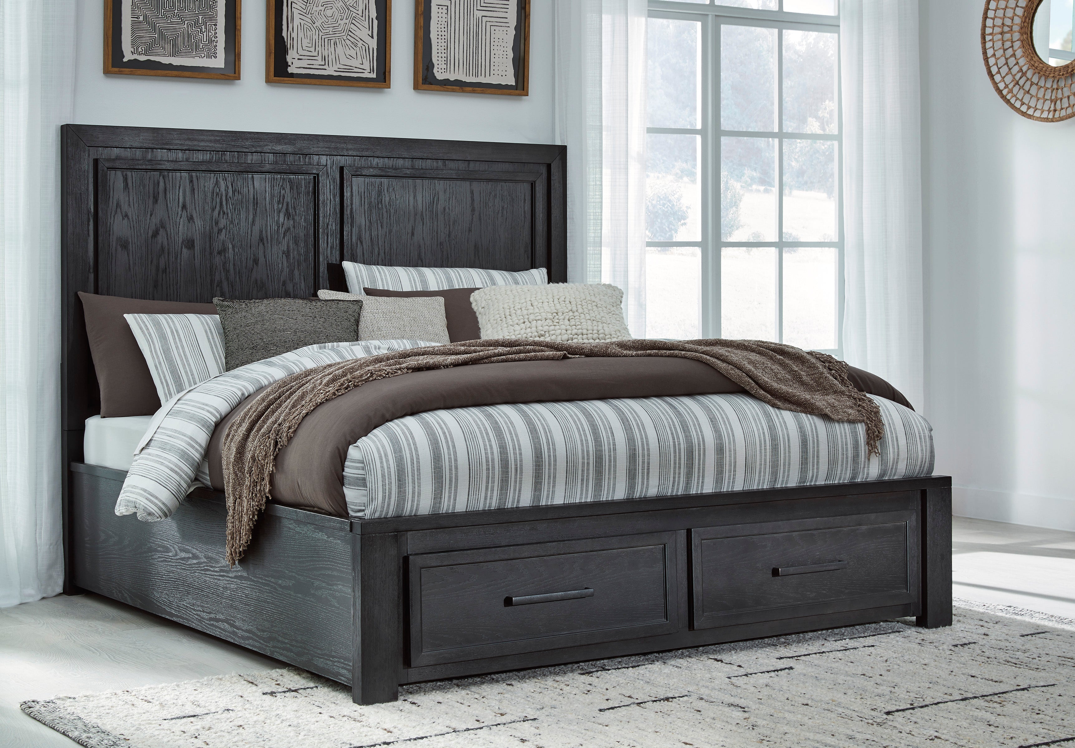 Foyland Black/Brown Footboard Storage Platform Bedroom Set - SET | B989-56S | B989-58 | B989-97 | B989-31 | B989-36 | B989-92 | B989-48 - Bien Home Furniture & Electronics