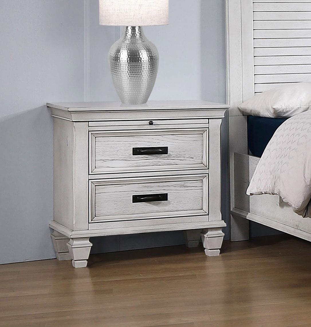 Franco 2-Drawer Nightstand Antique White - 205332 - Bien Home Furniture & Electronics