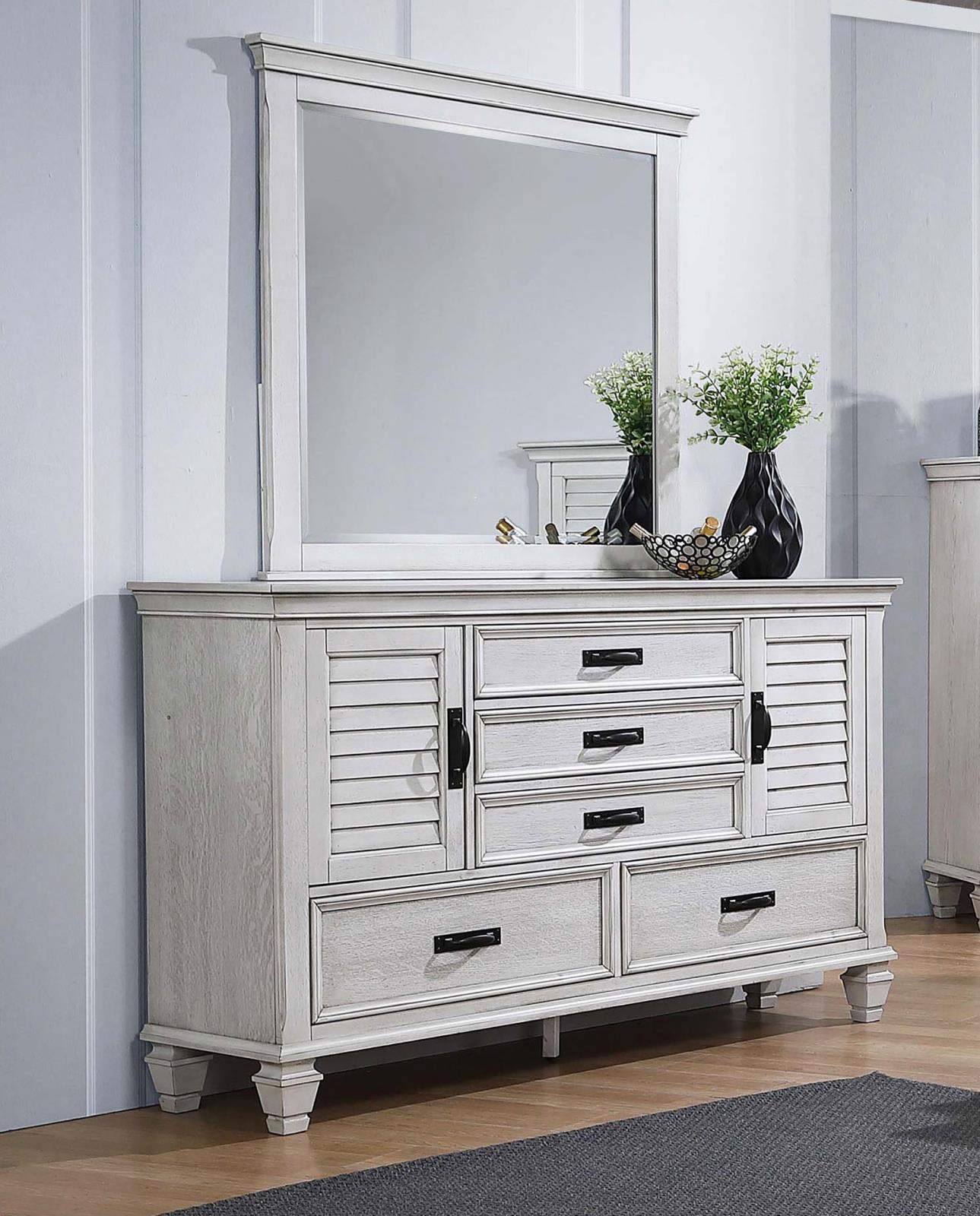 Franco 5-drawer Dresser with Mirror Antique White - 205333M - Bien Home Furniture & Electronics