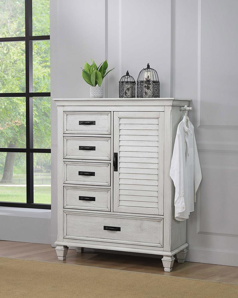 Franco Antique White 5-Drawer Door Chest - 205338 - Bien Home Furniture & Electronics