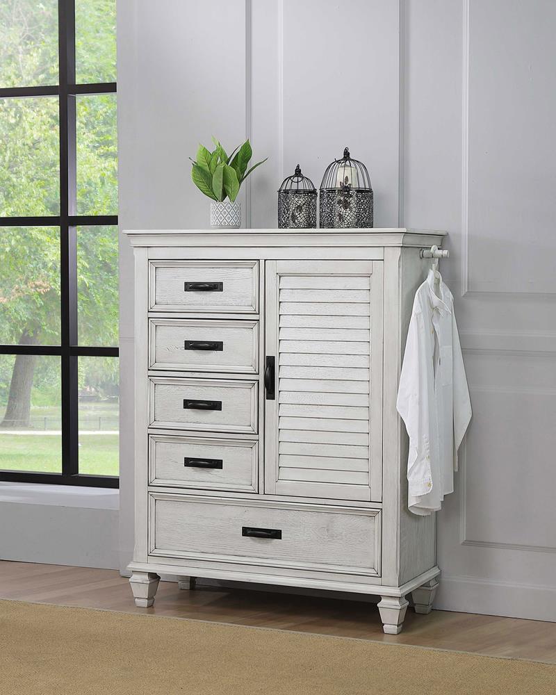Franco Antique White 5-Drawer Door Chest - 205338 - Bien Home Furniture &amp; Electronics