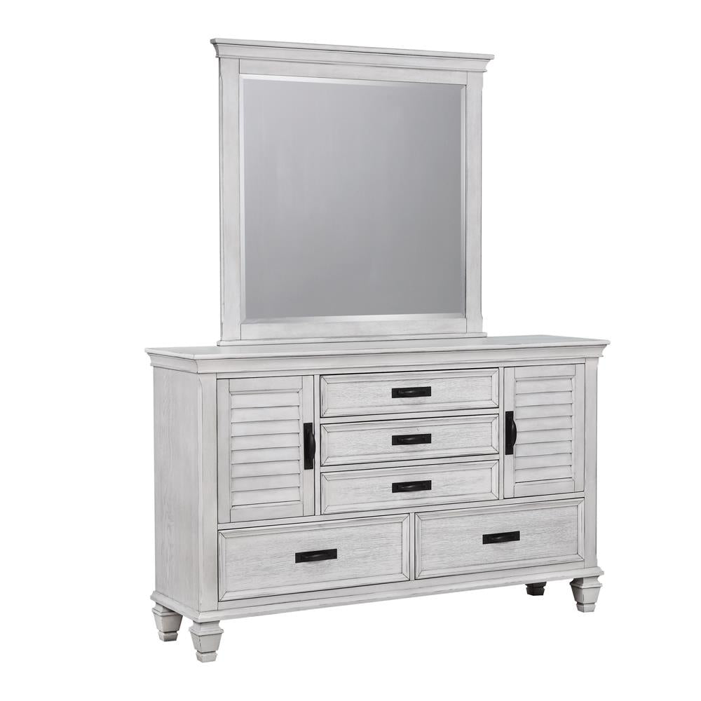 Franco Antique White Rectangular Mirror - 205334 - Bien Home Furniture &amp; Electronics