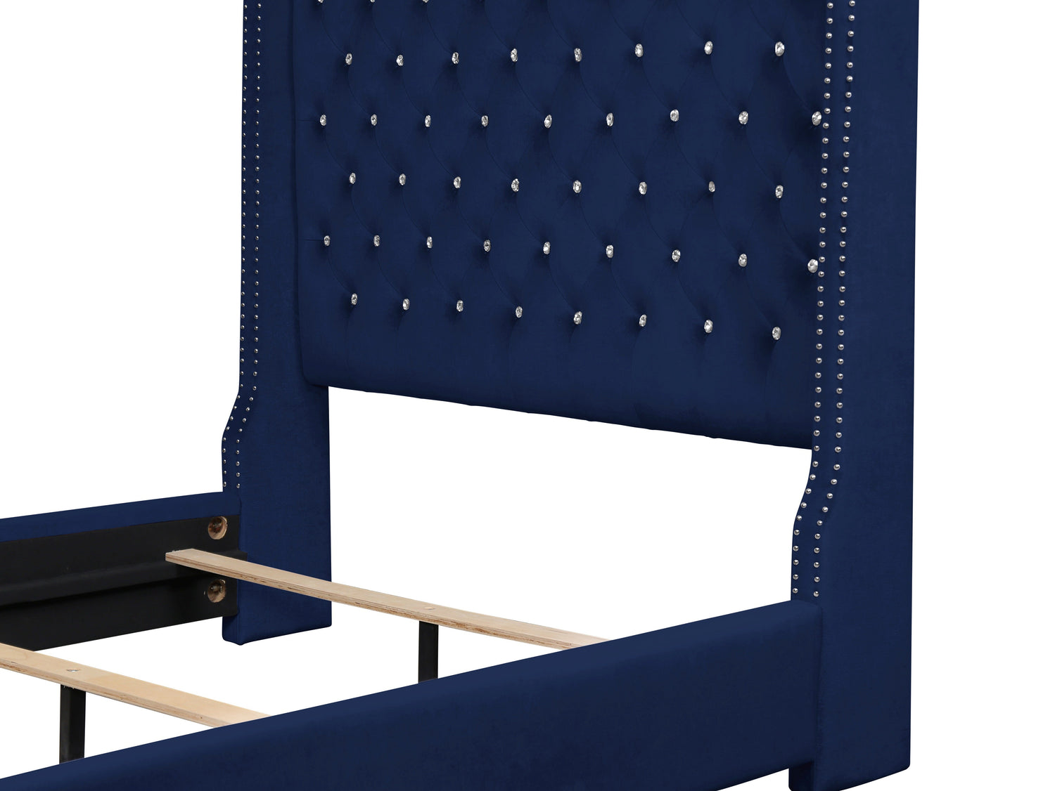Franco Blue Velvet King Upholstered Bed - SET | SH228KBLU-1 | SH228KBLU-3 - Bien Home Furniture & Electronics
