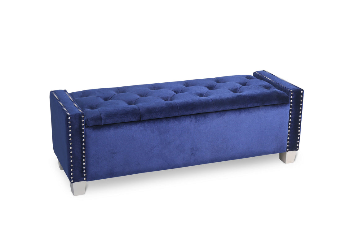 Franco Blue Velvet Storage Bench - SH228BLU-BH - Bien Home Furniture &amp; Electronics