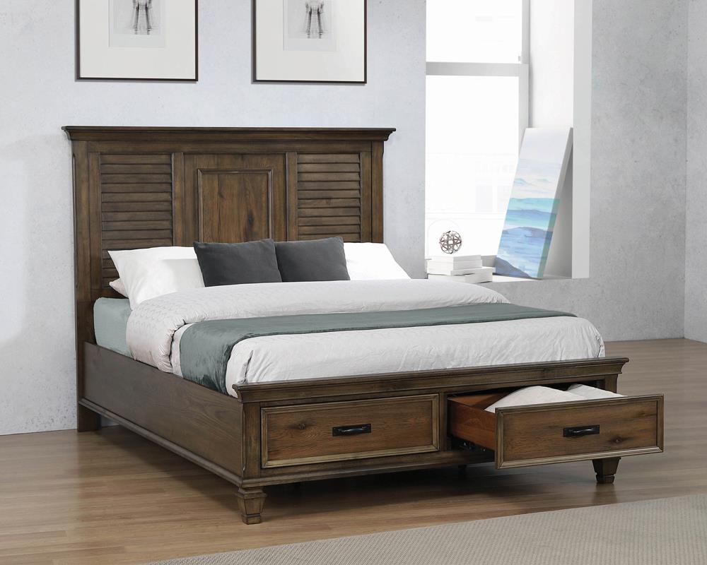 Franco Burnished Oak Storage Platform Bedroom Set - SET | 200970Q | 200972 | 200975 - Bien Home Furniture &amp; Electronics