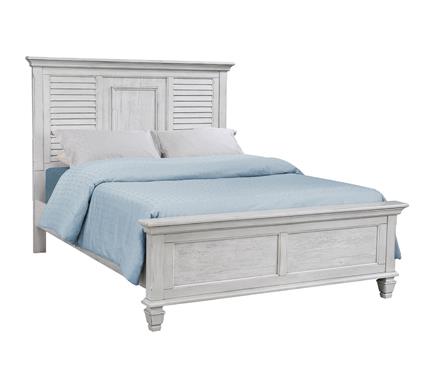 Franco Eastern King Panel Bed Antique White - 205331KE - Bien Home Furniture &amp; Electronics