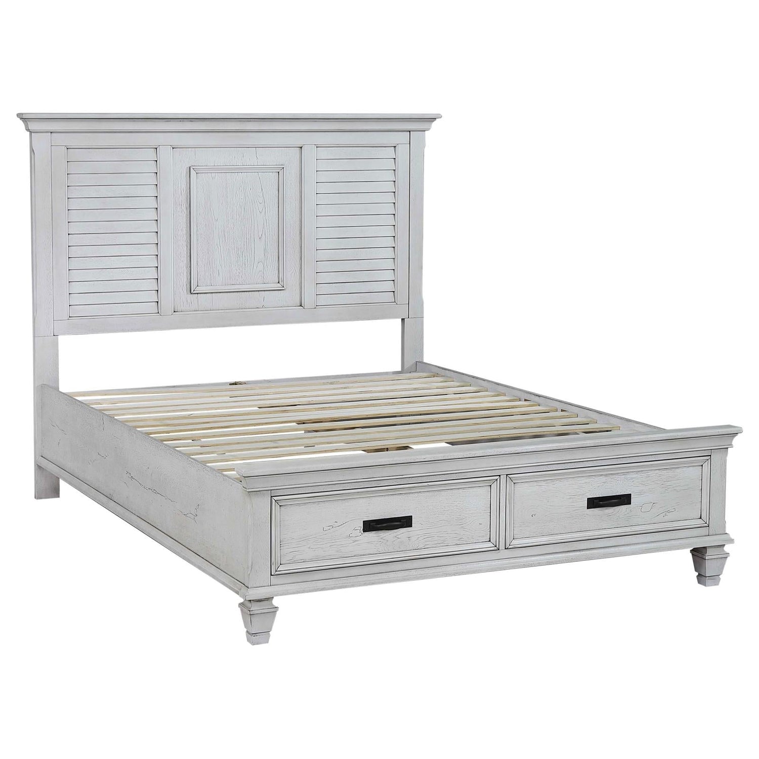 Franco Eastern King Storage Bed Antique White - 205330KE - Bien Home Furniture & Electronics