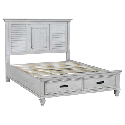 Franco Eastern King Storage Bed Antique White - 205330KE - Bien Home Furniture &amp; Electronics