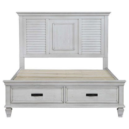 Franco Eastern King Storage Bed Antique White - 205330KE - Bien Home Furniture &amp; Electronics
