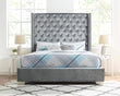 Franco Gray Velvet Queen Upholstered Bed - SET | SH228GRY-1 | SH228GRY-3 - Bien Home Furniture & Electronics