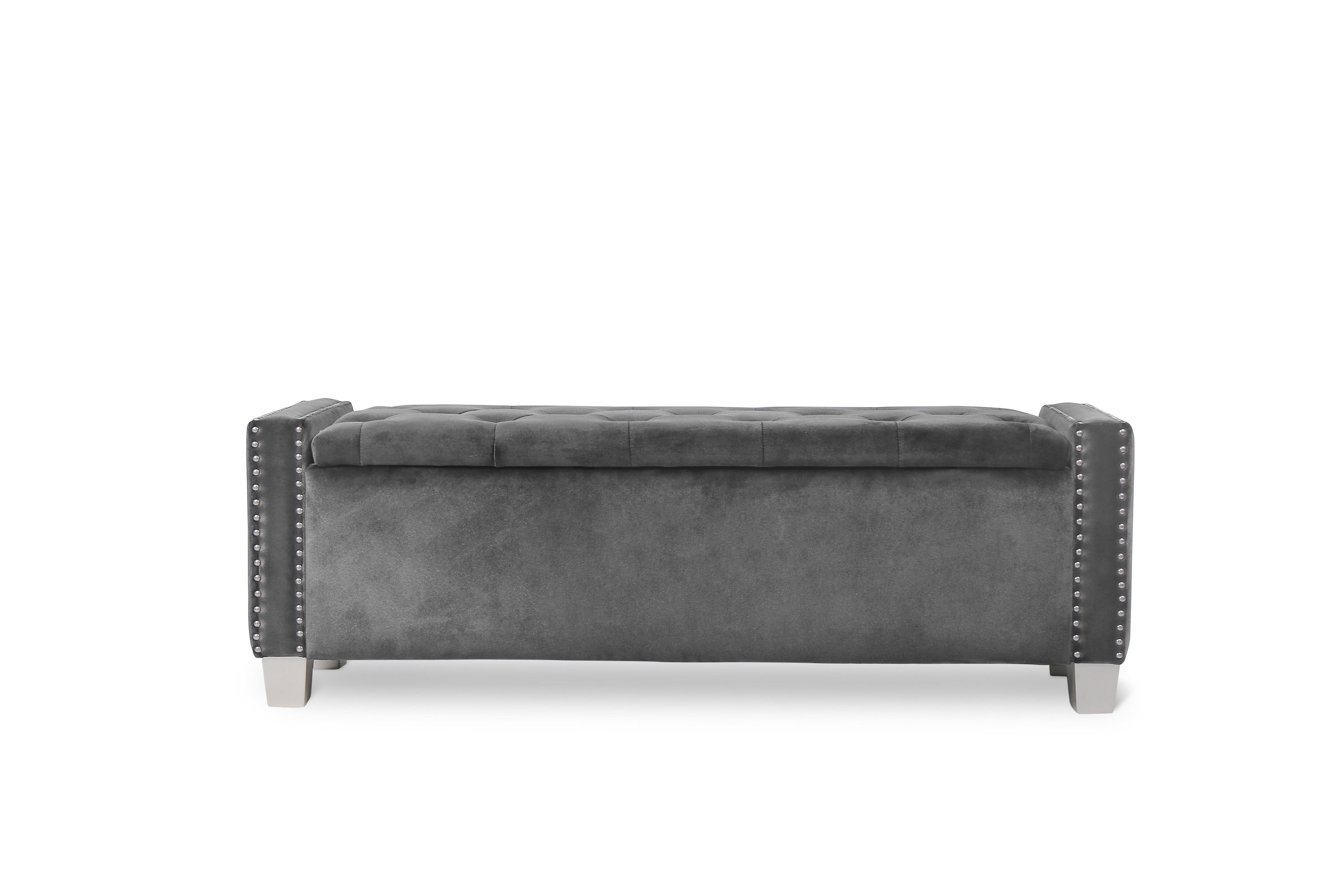 Franco Gray Velvet Storage Bench - SH228GRY-BH - Bien Home Furniture &amp; Electronics
